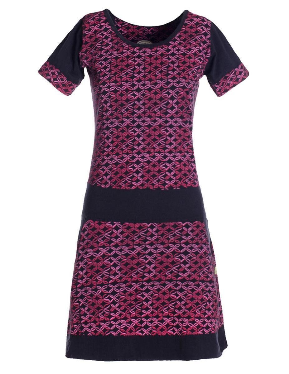 Vishes Tunikakleid Damen Longshirt-Kleid kurzarm Mini-Kleid Tunika-Kleid T-Shirtkleid Boho, Goa, Retro Style