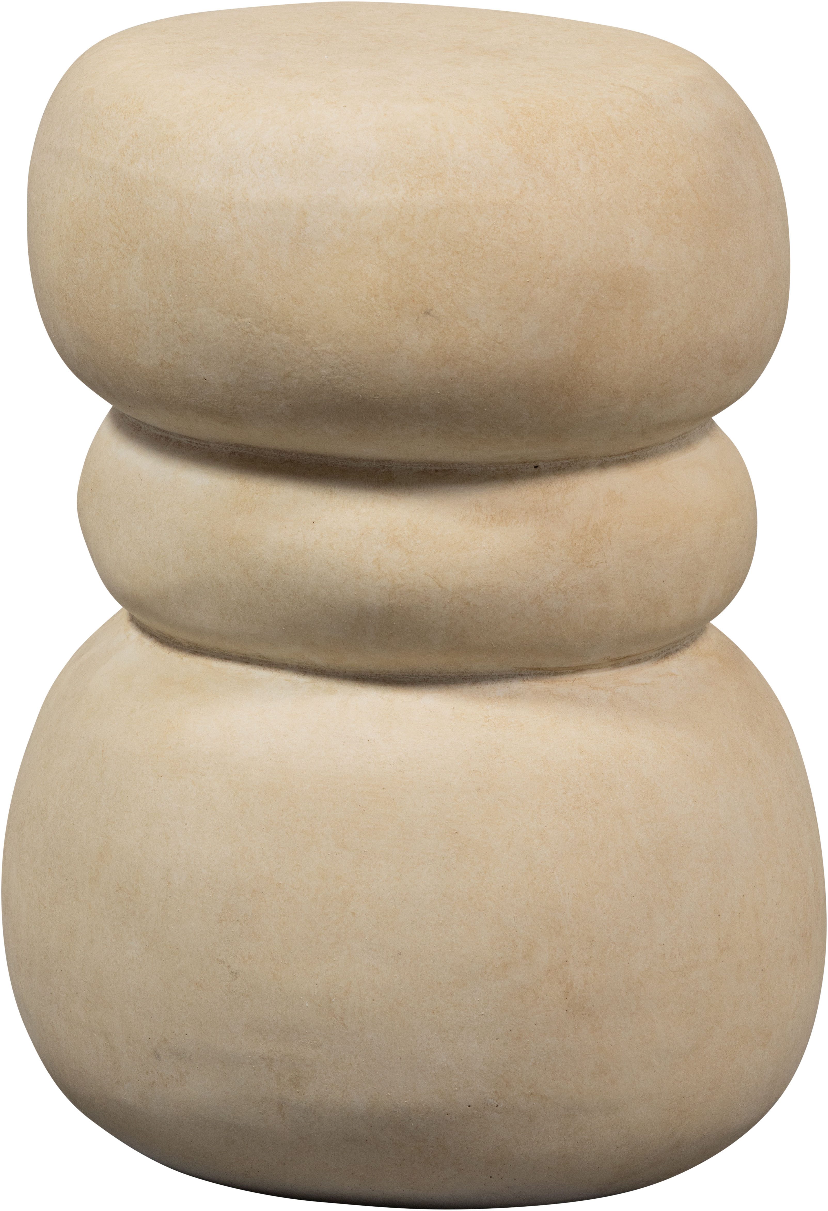 WOOOD Beistelltisch Yvo aus Fiberclay in Betonoptik, organisch gestapelt 37x35x47 cm, Tragkraft 20 kg, Materialstärke 1 cm, Sitzfläche Ø 33 cm