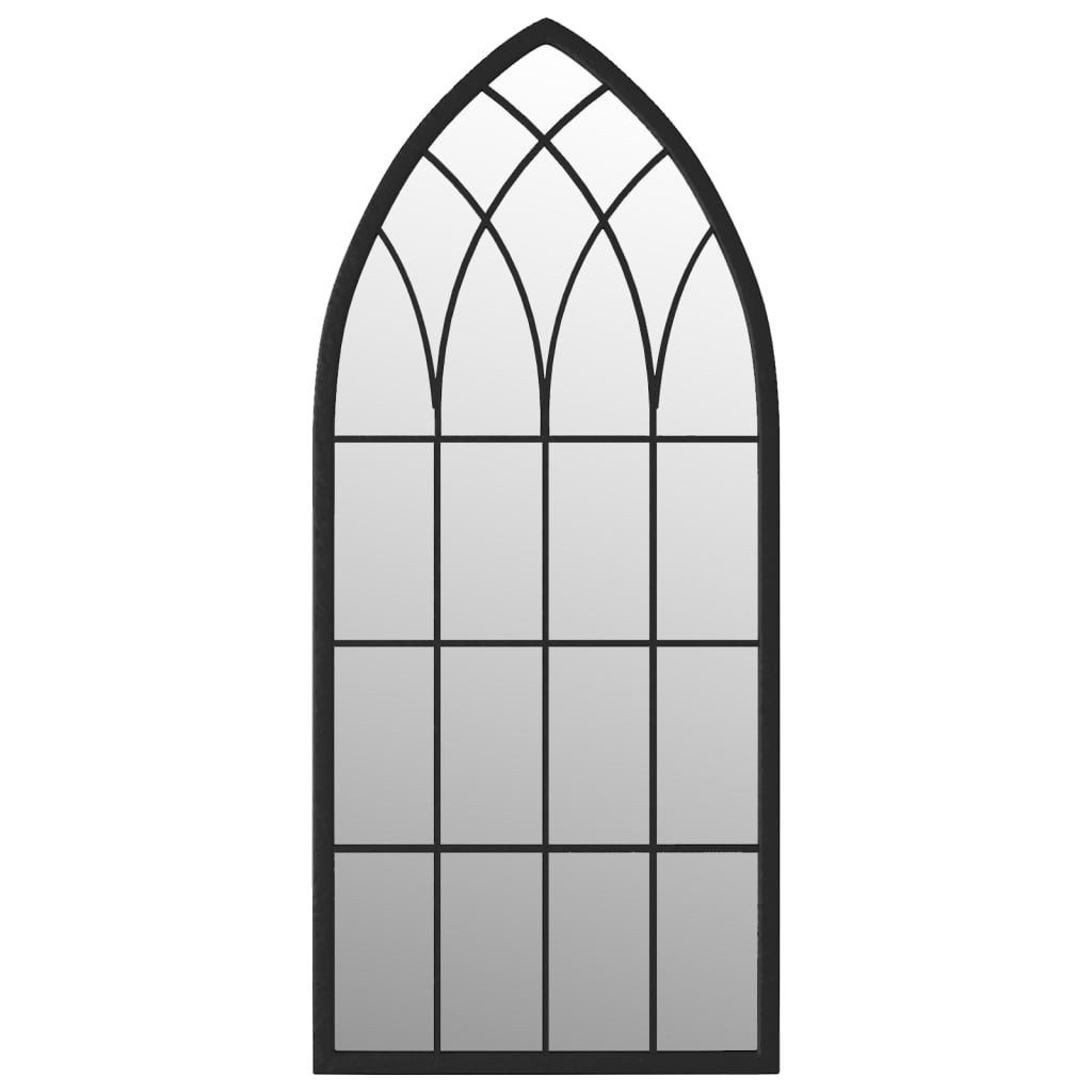 vidaXL Spiegel Gartenspiegel Schwarz 100x45 cm Eisen (1-St)