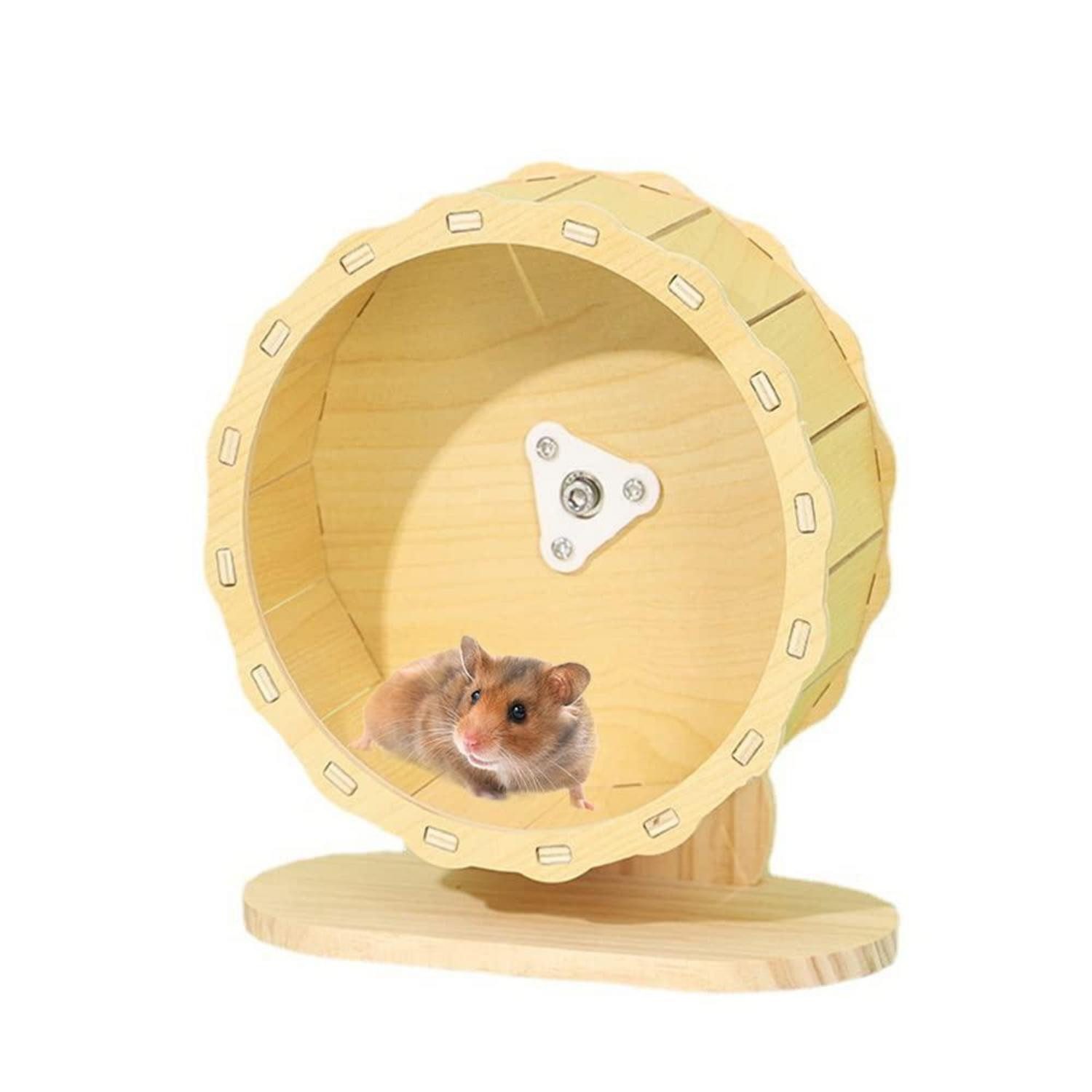 LuxusKollektion Tierlaufrad Holz Hamsterrad Leise mit Verstellbarer Basis 15cm