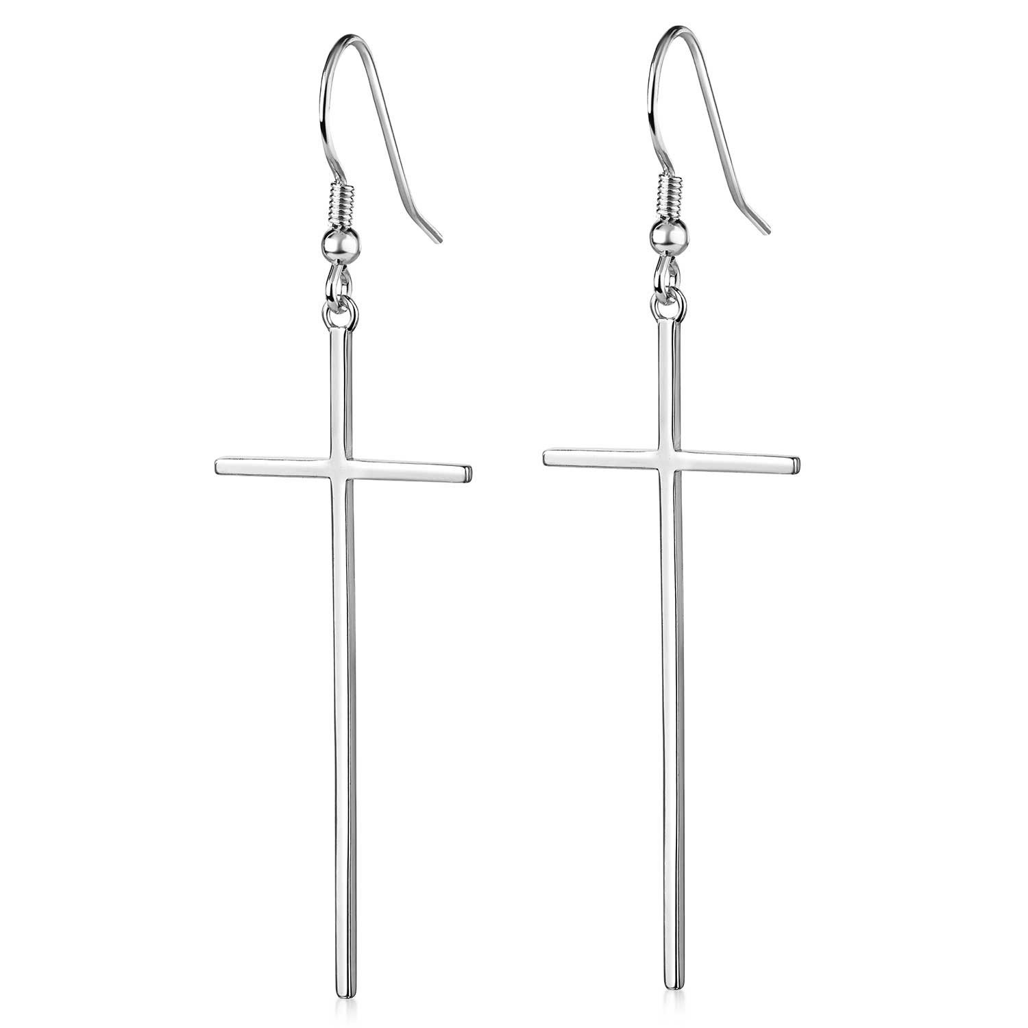 Materia Paar Ohrhänger Damen Silber Kreuz lang SO-265, 925 Sterling Silber, günstig online kaufen