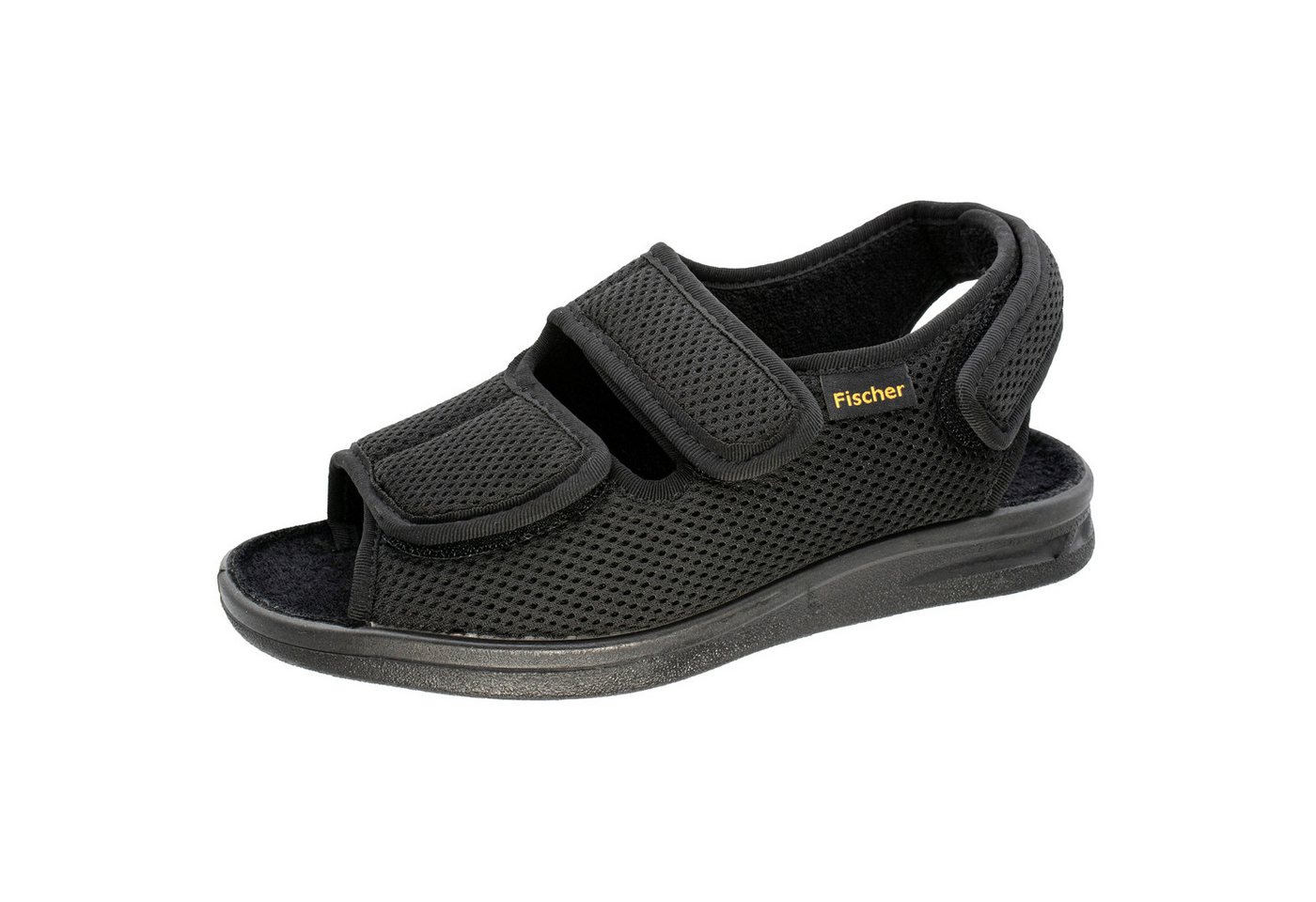 Fischer-Markenschuh Ortho Hausschuh aus Mesh, 3 Klettverschlüsse, Weite K, Frotteefutter