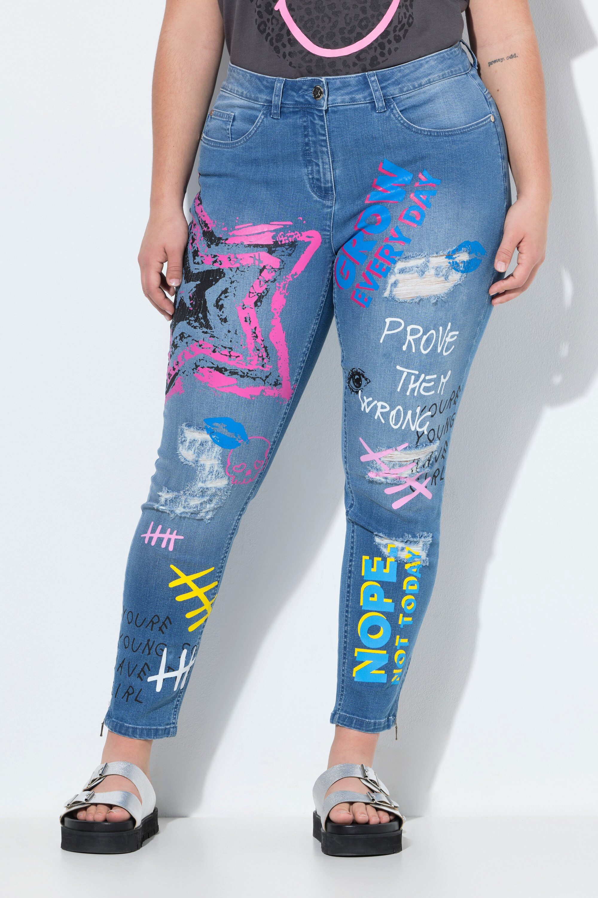 Angel of Style Röhrenjeans Jeans Irma Slim Fit Alloverdruck 5-Pocket günstig online kaufen