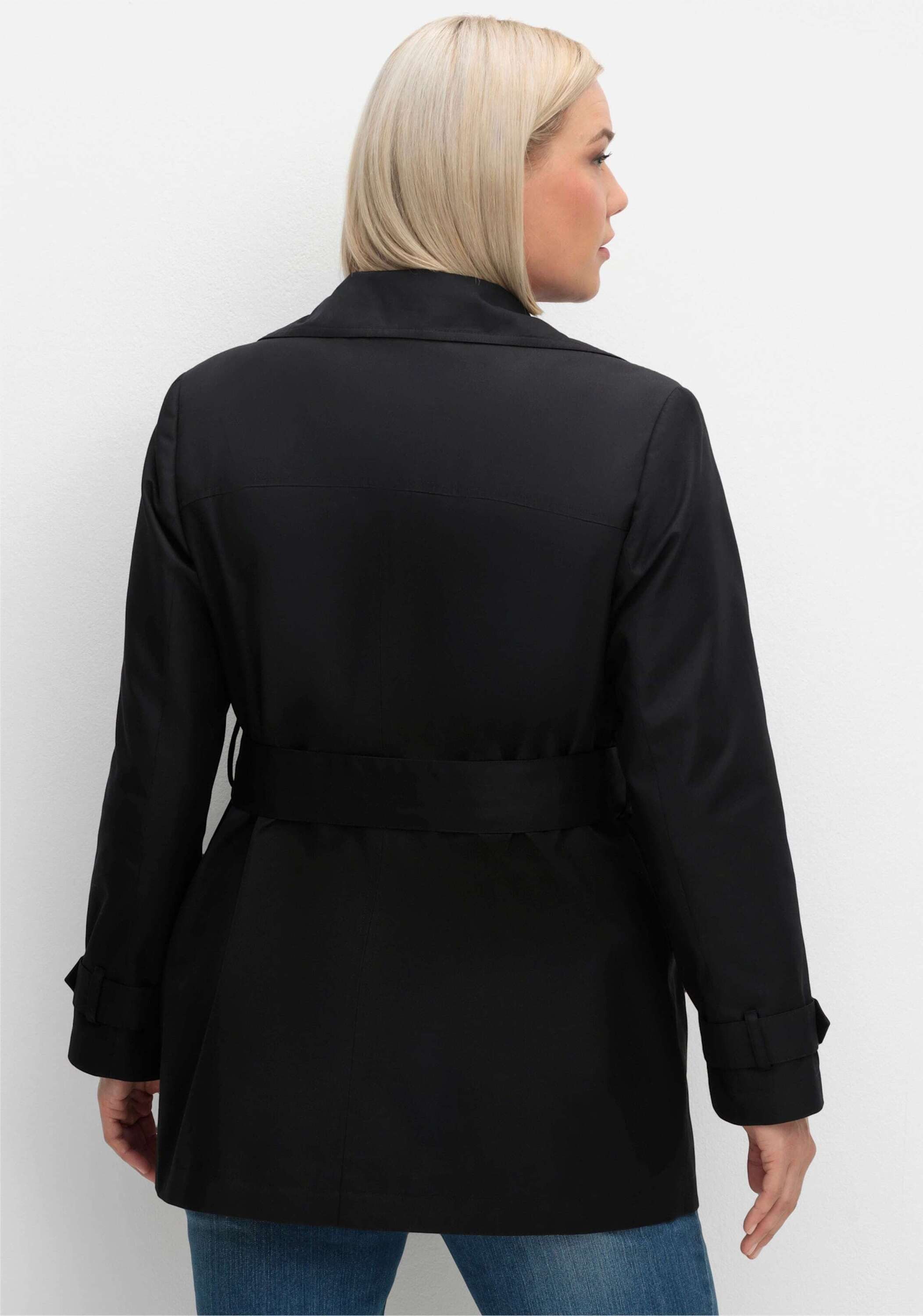 Sheego Allwetterjacke Trenchcoat Langarm mit Gürtel, wasserabweisende Qualität