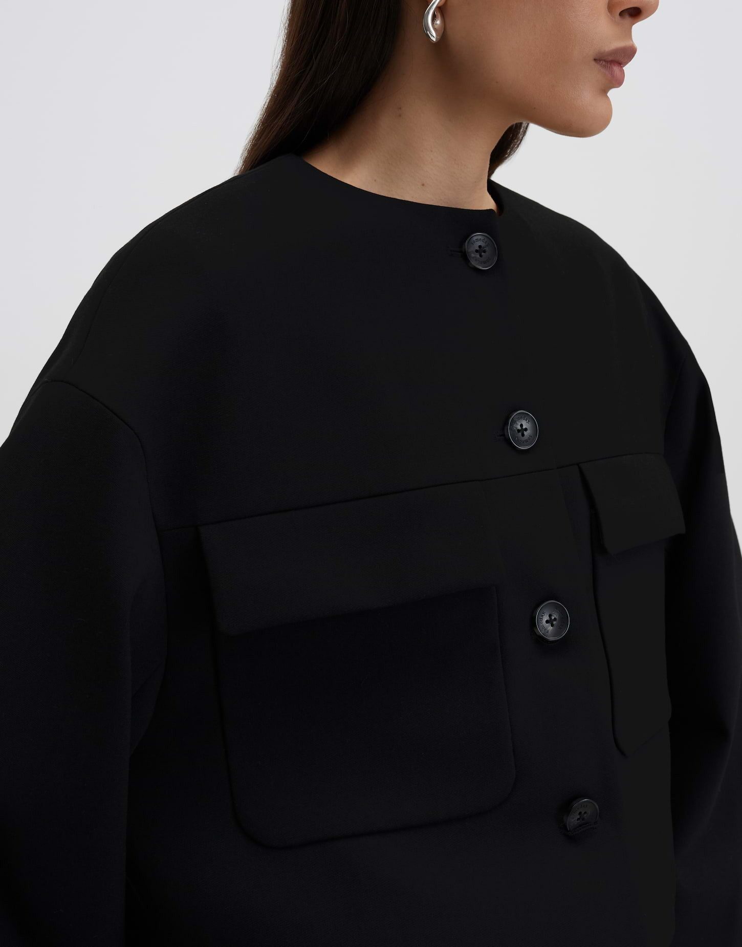 someday Jackenblazer Boxy Utility Jacke ohne Kragen Formstabile Qualität für langanhaltenden Komfort – Bild 4 von 5
