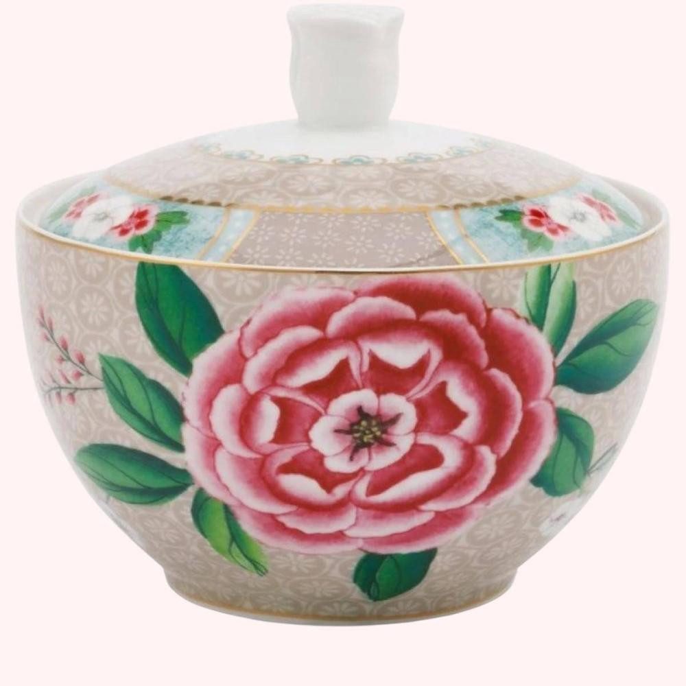 PiP Studio Zuckerdose Sugar Bowl Blushing Birds Khaki 300 ml von Pip Studio, Porzellan