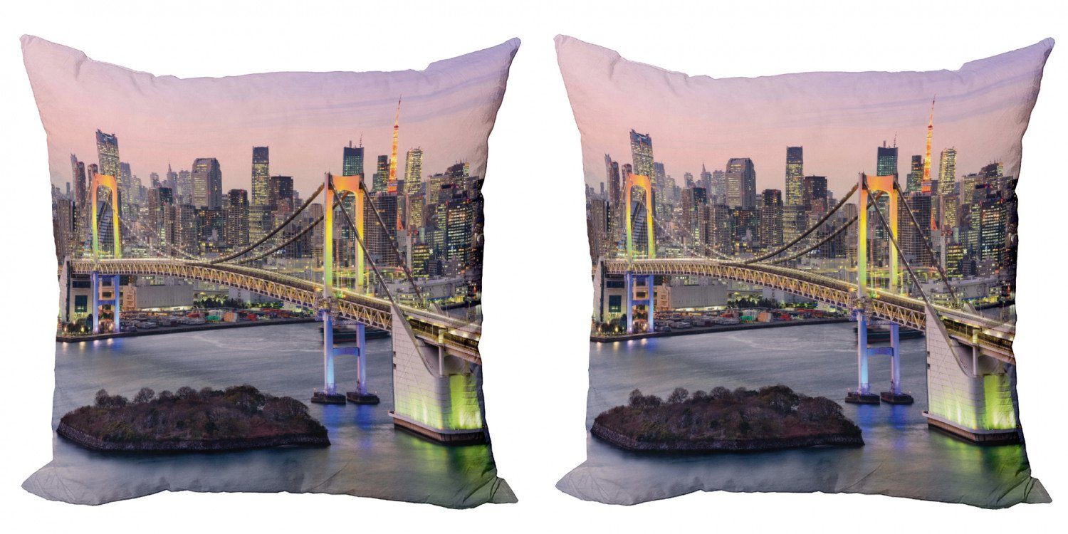 Kissenbezüge Modern Accent Doppelseitiger Digitaldruck, Abakuhaus (2 Stück), Stadtansicht Tokyo Japan Brücke