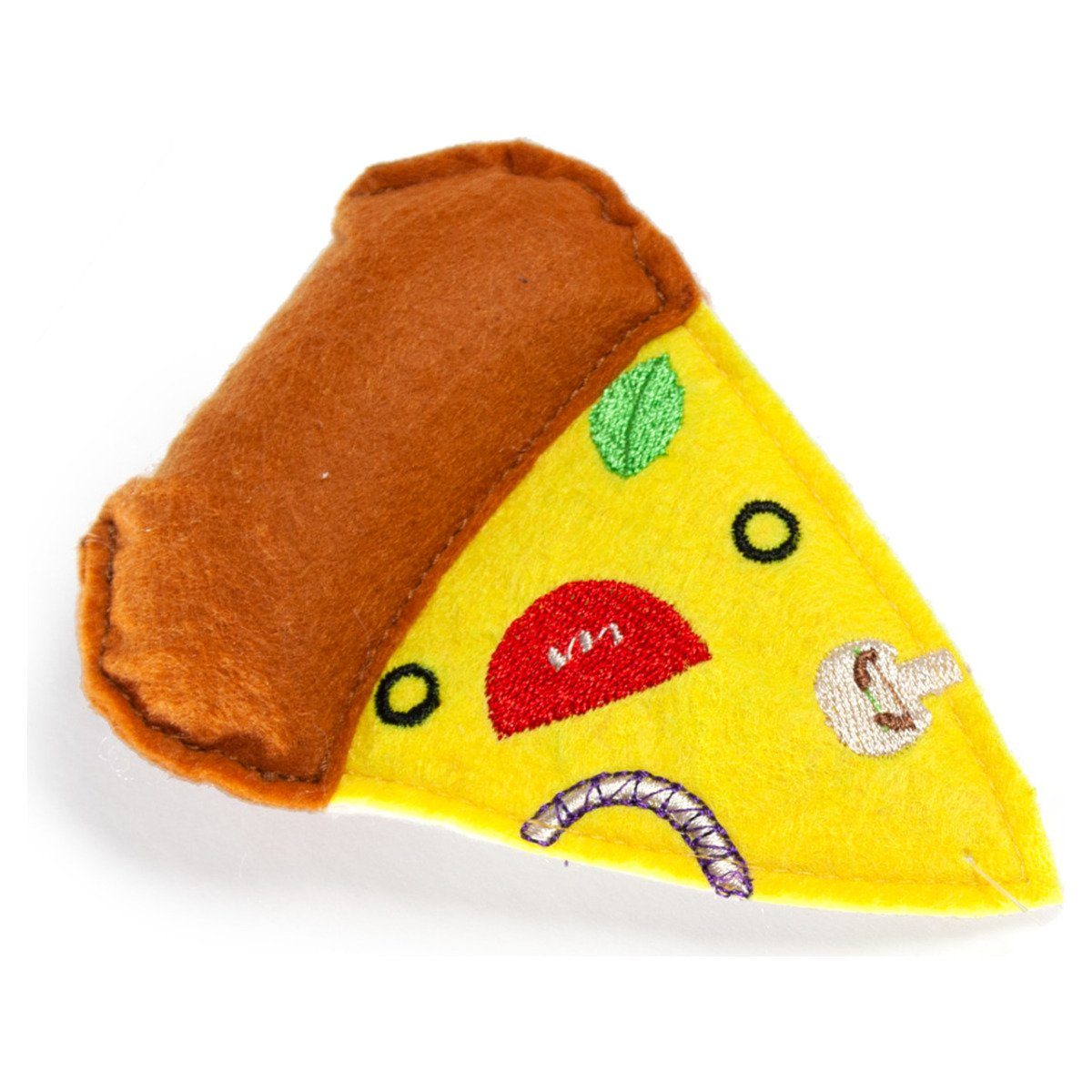 Tierkuscheltier Katzenspielzeug Textil Pizza gelb