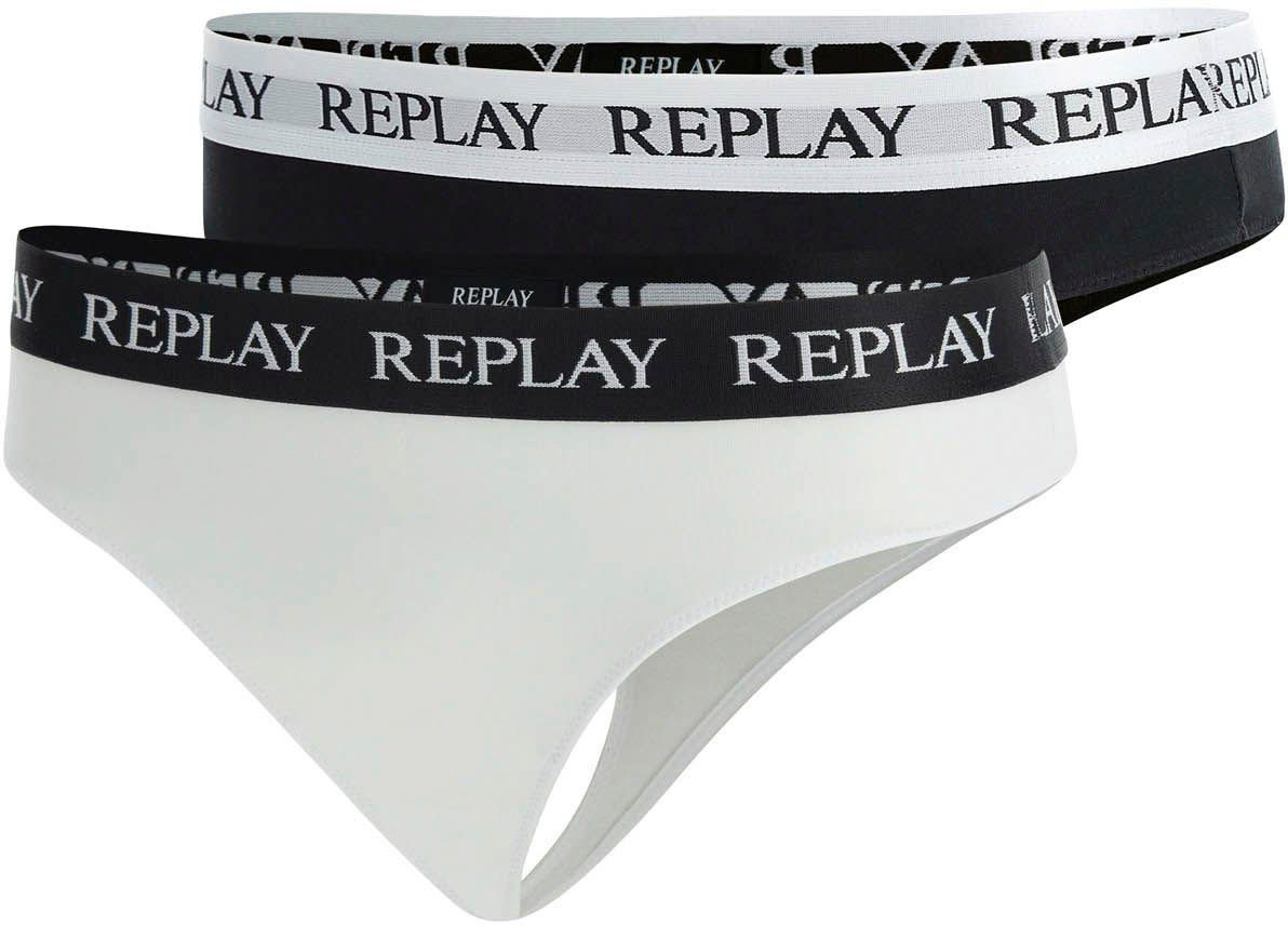 Replay waterfall 2pcs STRING LADY T/C black, 1 String 2er-Pack) Style pack white (Packung,