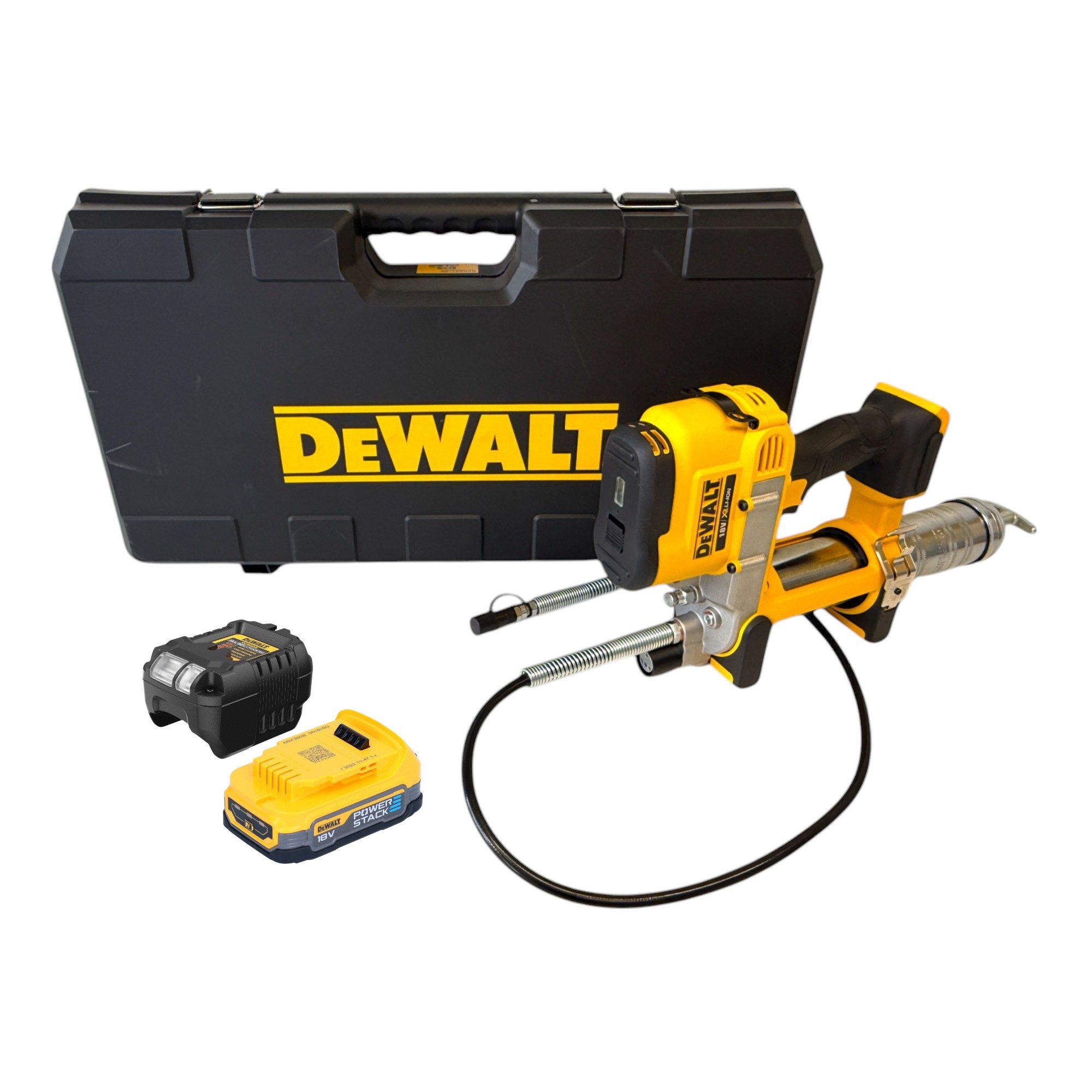 DeWalt Werkstattpresse DCGG 571 E1K Akku Fettpresse 18 V + 1x Powerstack Akku 1,7 Ah