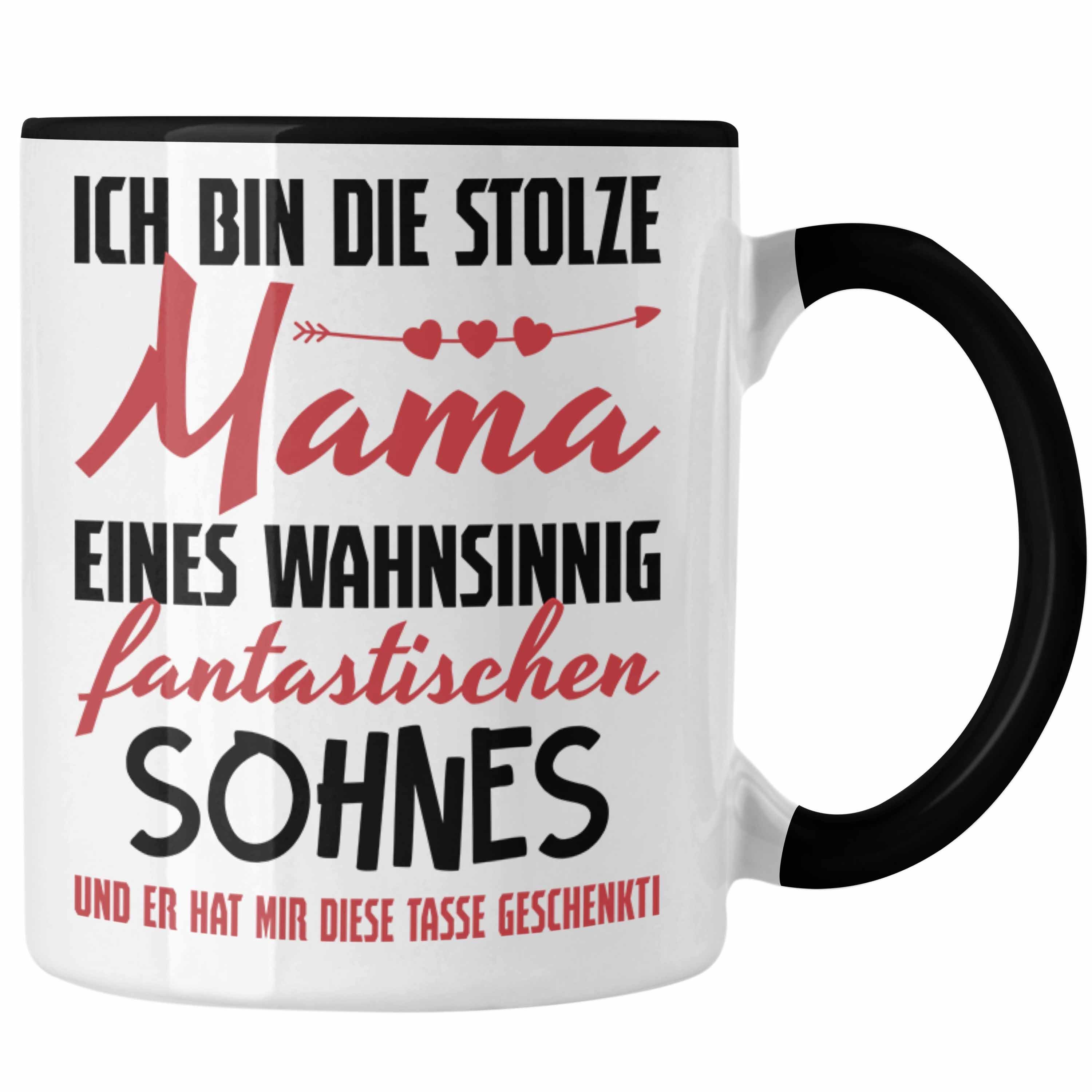 Trendation Tasse Trendation - Mama Geschenk von Sohn Tasse Geschenkidee Muttertag Kaffeetasse Spruch Schwarz