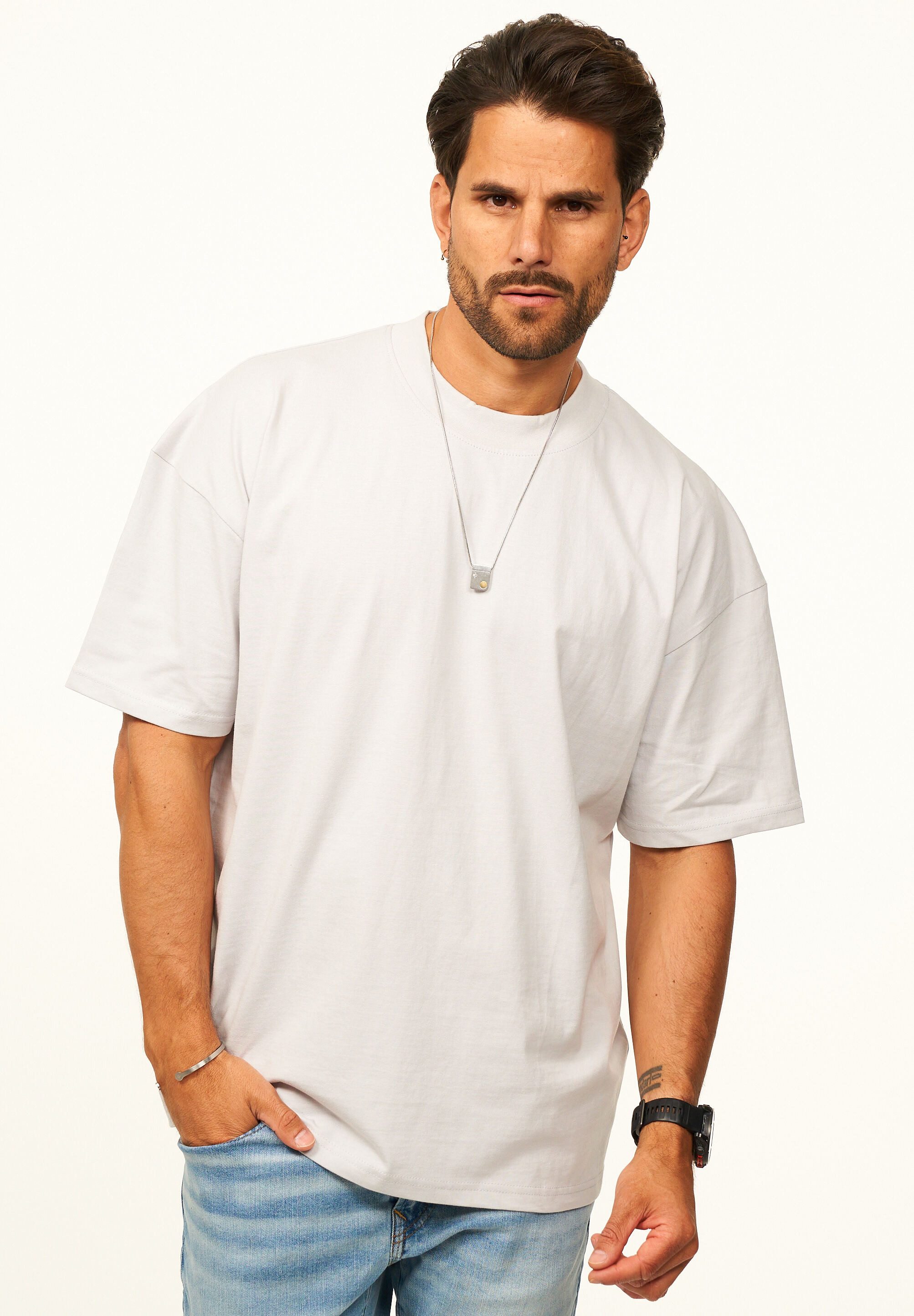 DAILY COTTON T-Shirt im Oversize Fit - Herren Kurzarm Shirt mit Rundhals-Ausschnitt Basic Oberteil Crew-Neck kurzärmlig aus 100% Baumwolle für Männer