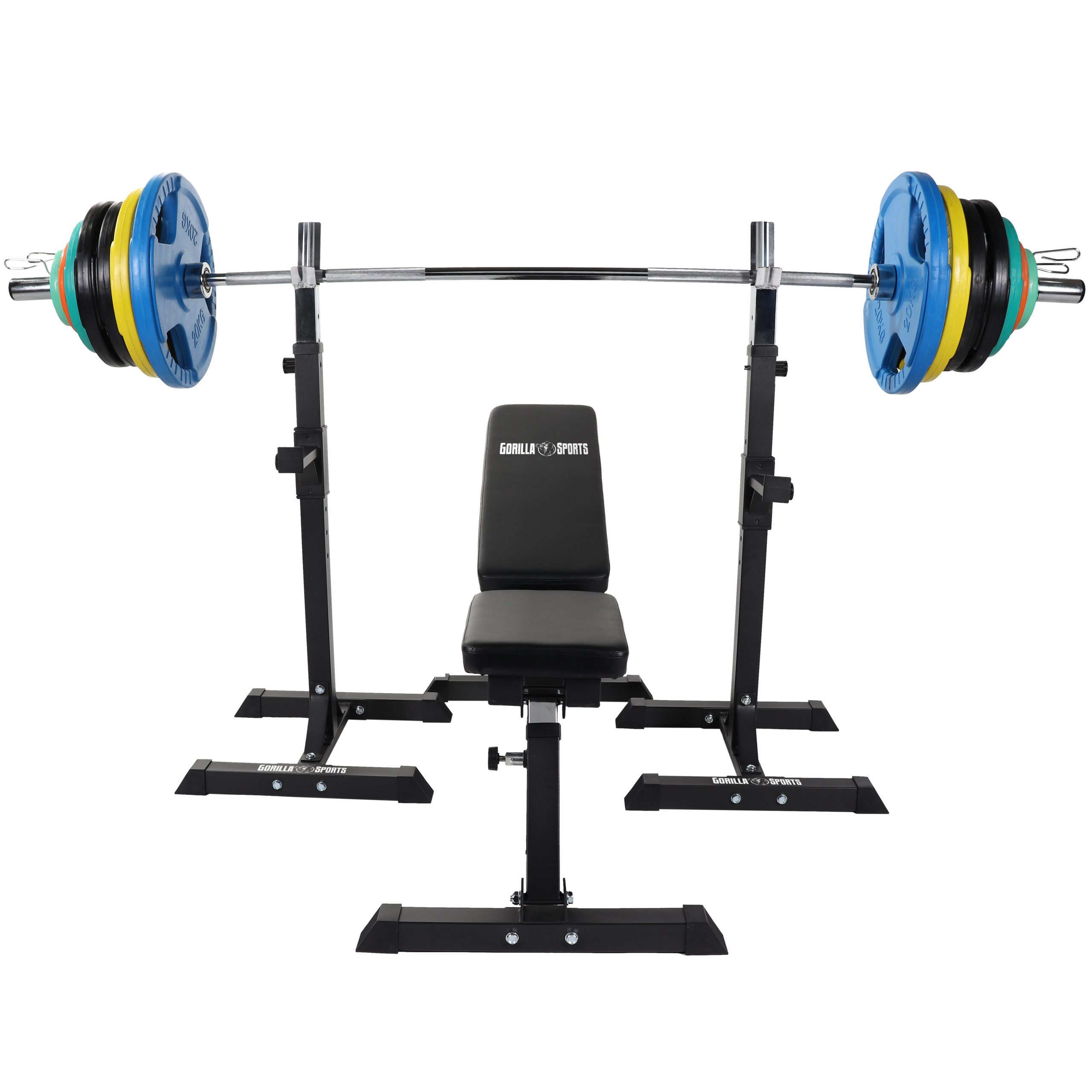Hantel-Set Hantelbank mit Olympia Langhantel Set Gummi Gripper 150 kg