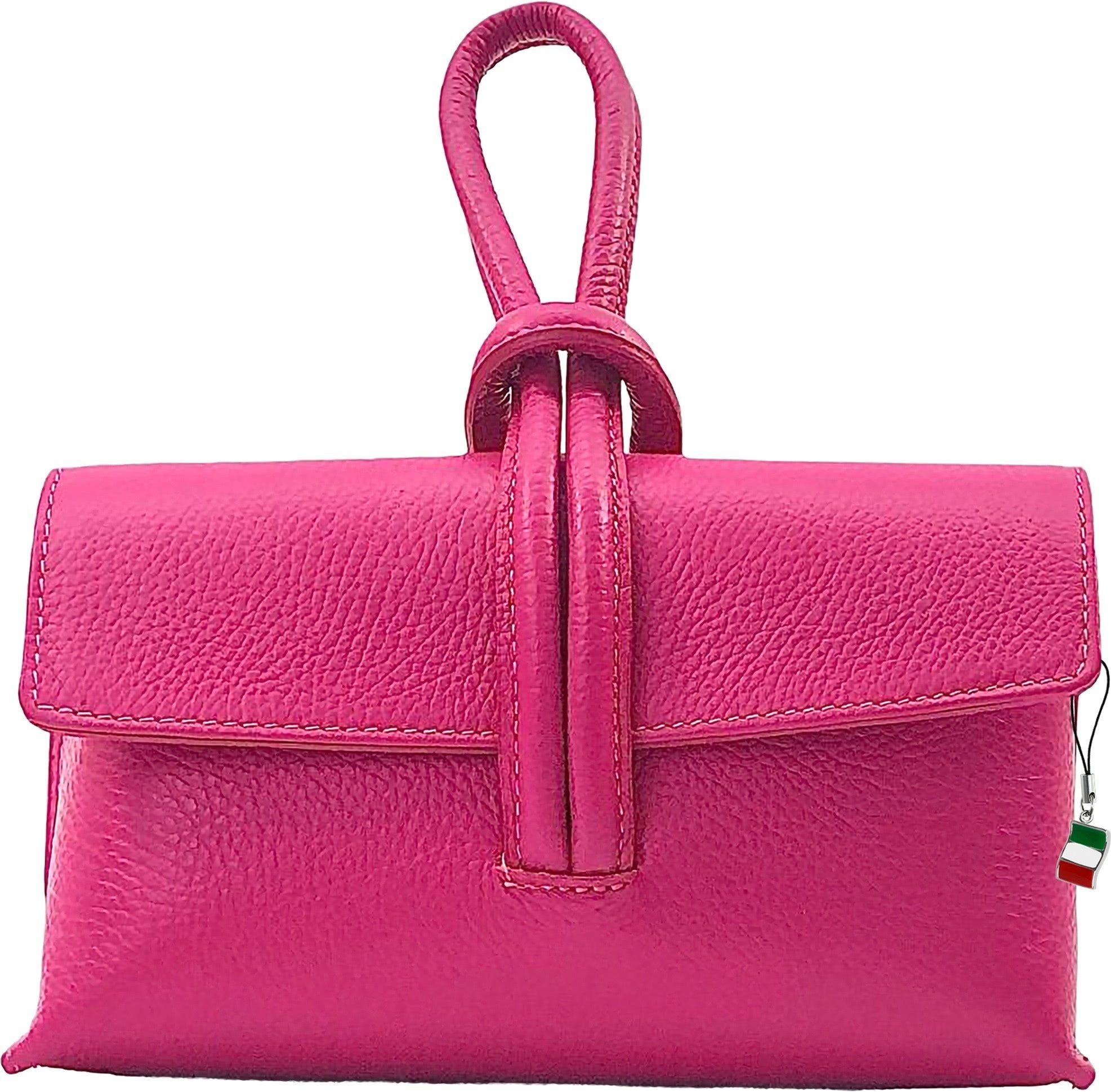 FLORENCE Umhängetasche Florence Clutch Echtleder Tasche fuchsia (Abendtasche), Damen Abendtasche, Umhängetasche Leder, fuchsia, pink ca. 23x13cm hoch