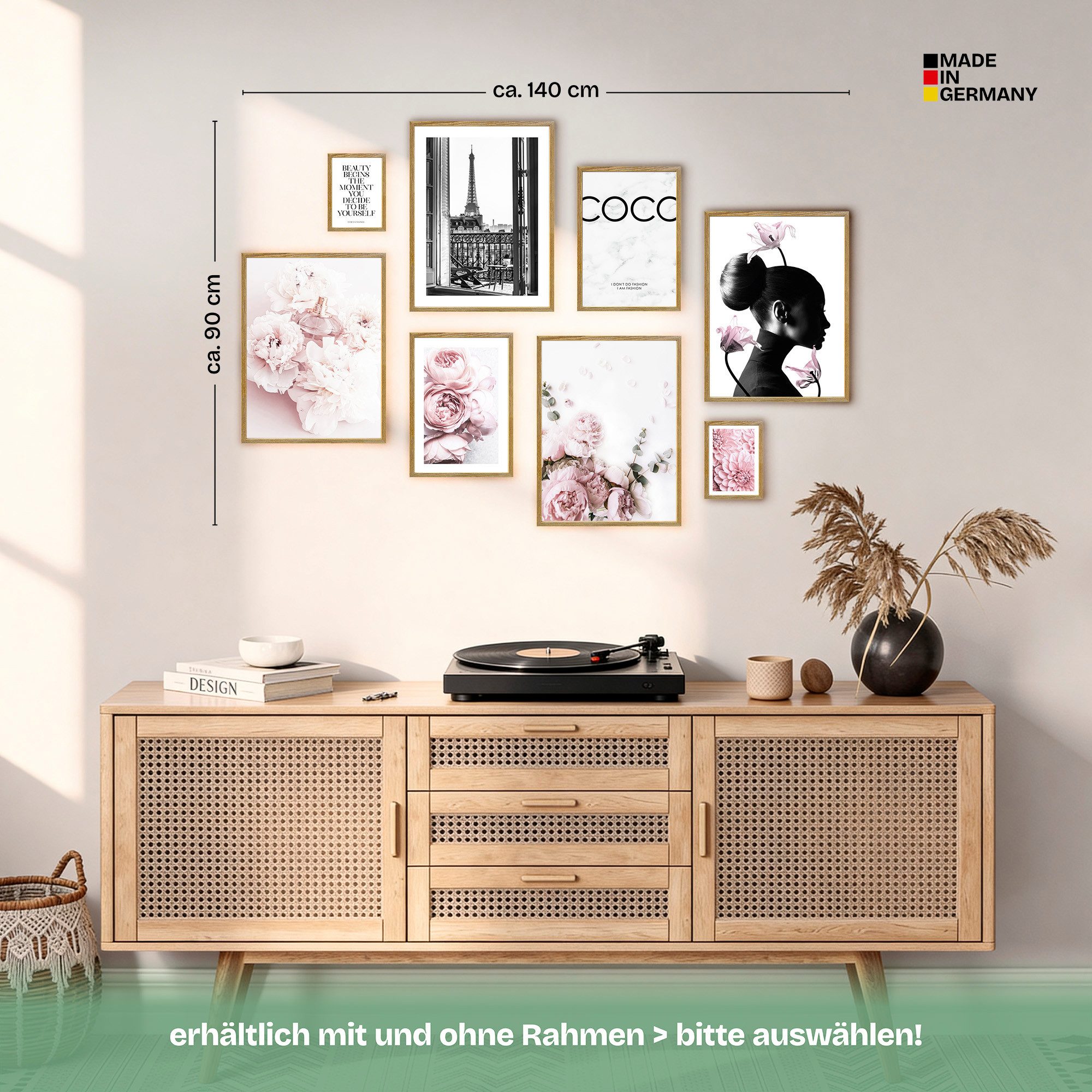 ARTFAVES Bilder-Collage Poster Set Coco I mehrteilige Bilderwand I Wandbilder Rosa, (Wandbilder) – Bild 4 von 5