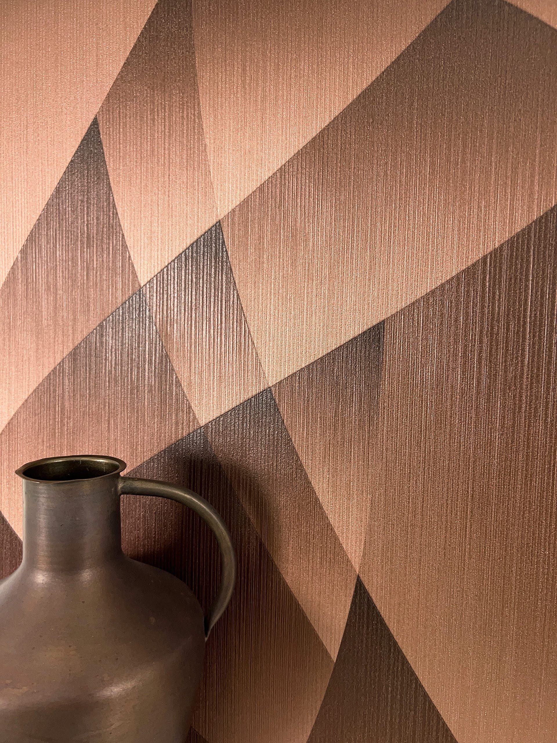 Newroom Vliestapete, Bronze Tapete Modern Grafik - Mustertapete Streifentap günstig online kaufen