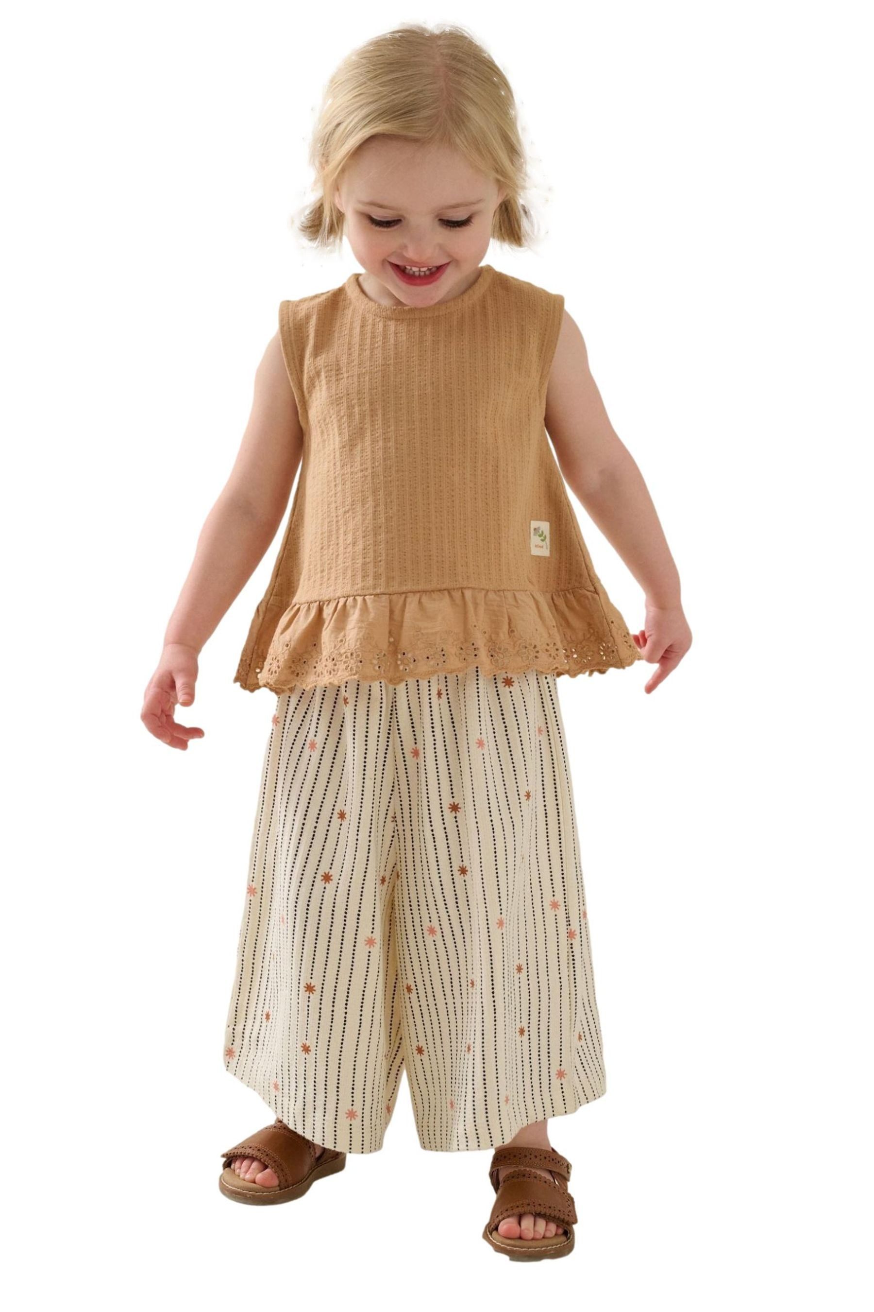 Top & Leggings Trägertop mit Rüschen und weite Hose aus Baumwolle