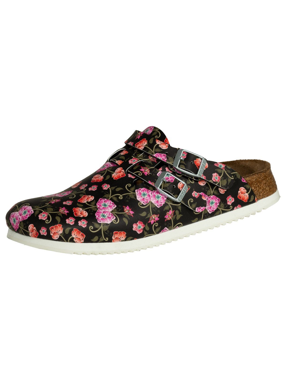 Roses Pantolette Kay SL Birkenstock Blooming schwarz-rosa-geblümt