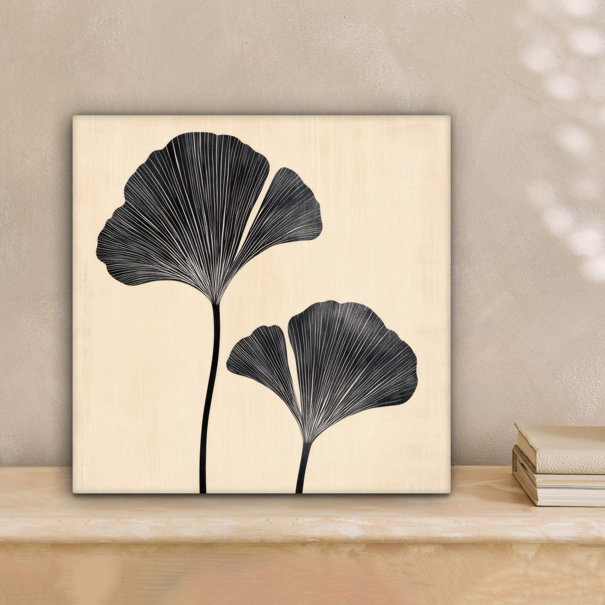 OneMillionCanvasses® Leinwandbild Blätter - Minimalistisch - Schwarz, Fotod günstig online kaufen