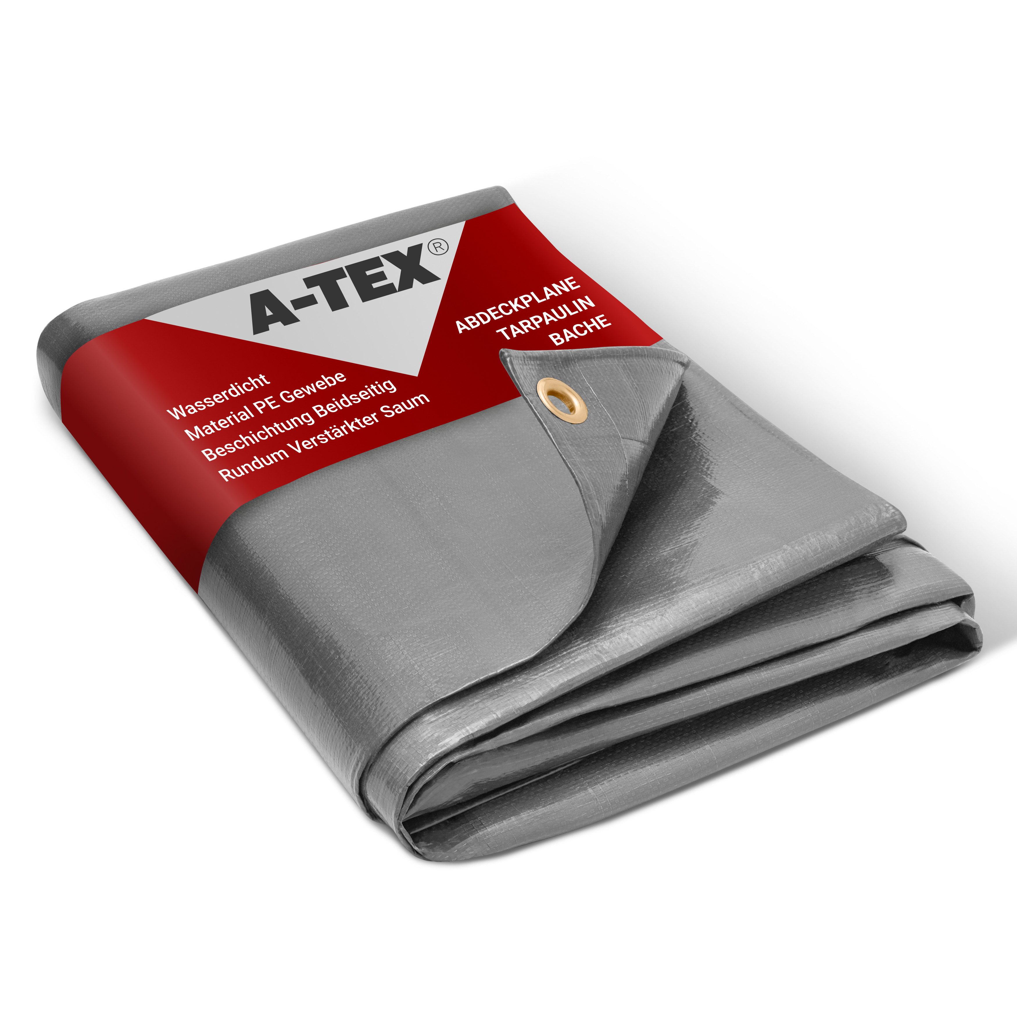 A-TEX® Schutzplane Abdeckplane Gewebeplane Plane mit Ösen 260 g/qm grau 3 x 3 m