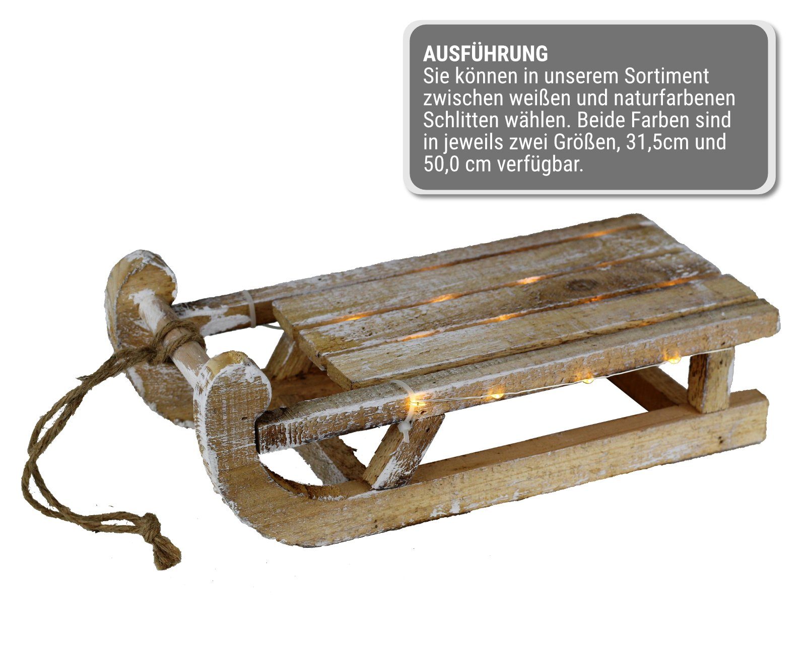 HAGO Weihnachtsfigur Holz Schlitten Deko LED Weihnachtsdeko Winterdeko Time günstig online kaufen