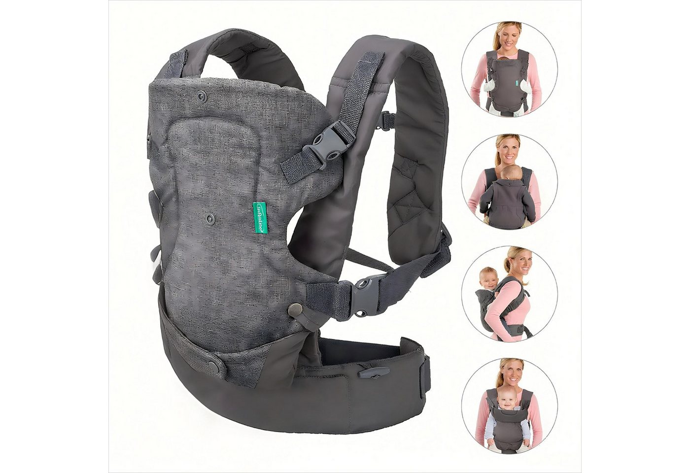 POPOLIC Bauchtrage Ergonomische 4-in-1-Babytrage für Neugeborene und Kleinkinder (Ergonomische Babytrage, 4 Tragemöglichkeiten, 1-tlg), leicht, 3-15 kg, mit Hüftsitz und Hüftgurt