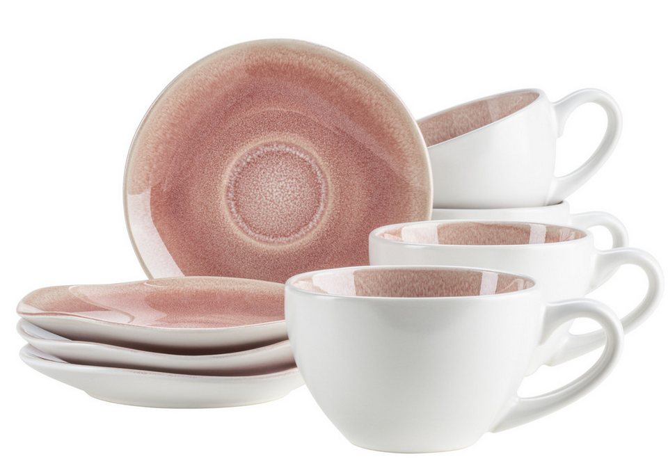 MÄSER Tasse FROZEN, Tassen-Set, Steinzeug, 8-tlg., Steinzeug, Edles handlasiertes Tassen Set