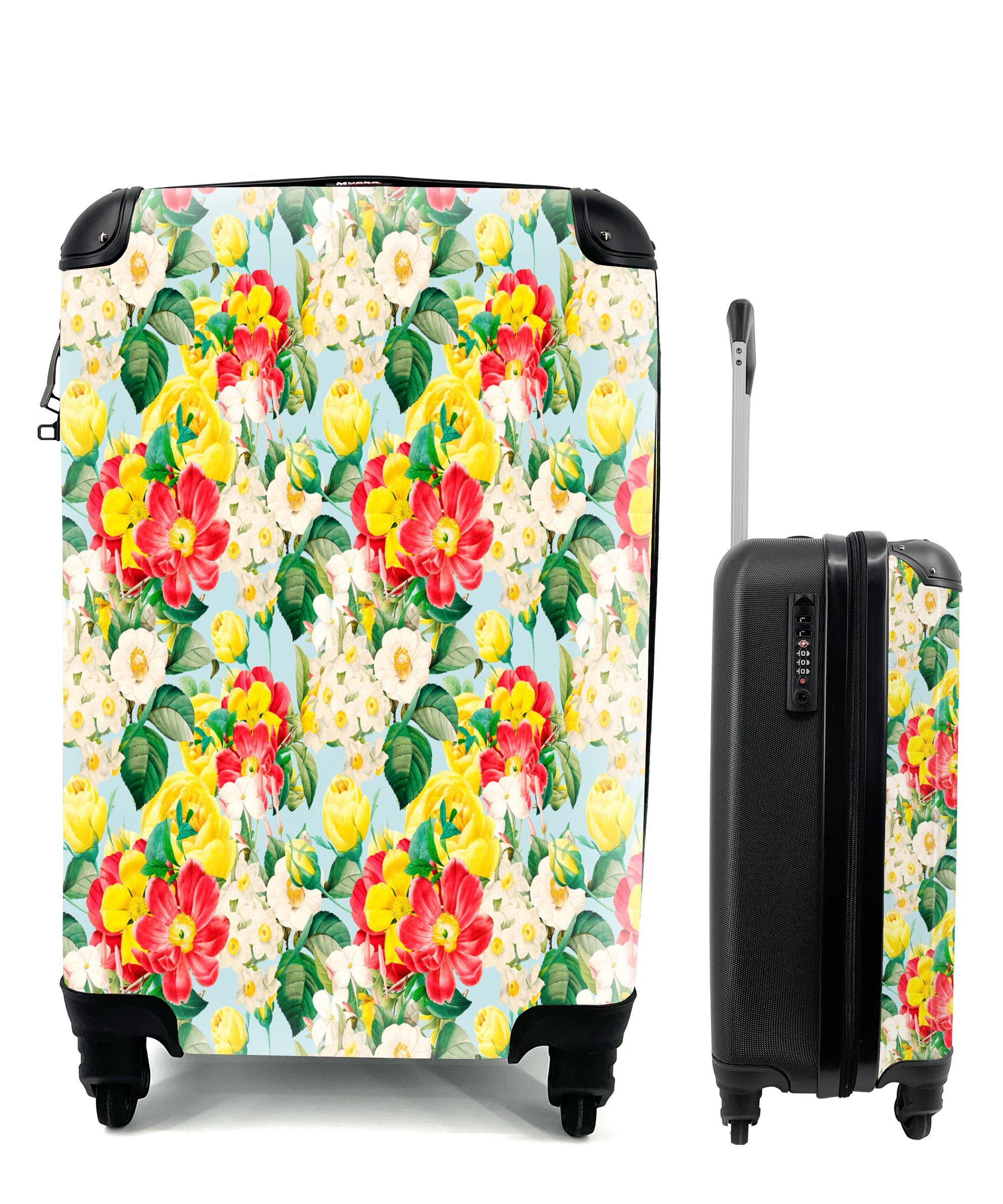 MuchoWow Handgepäckkoffer Blumen - Frühling - Muster, 4 Rollen, Reisetasche mit rollen, Handgepäck für Ferien, Trolley, Reisekoffer