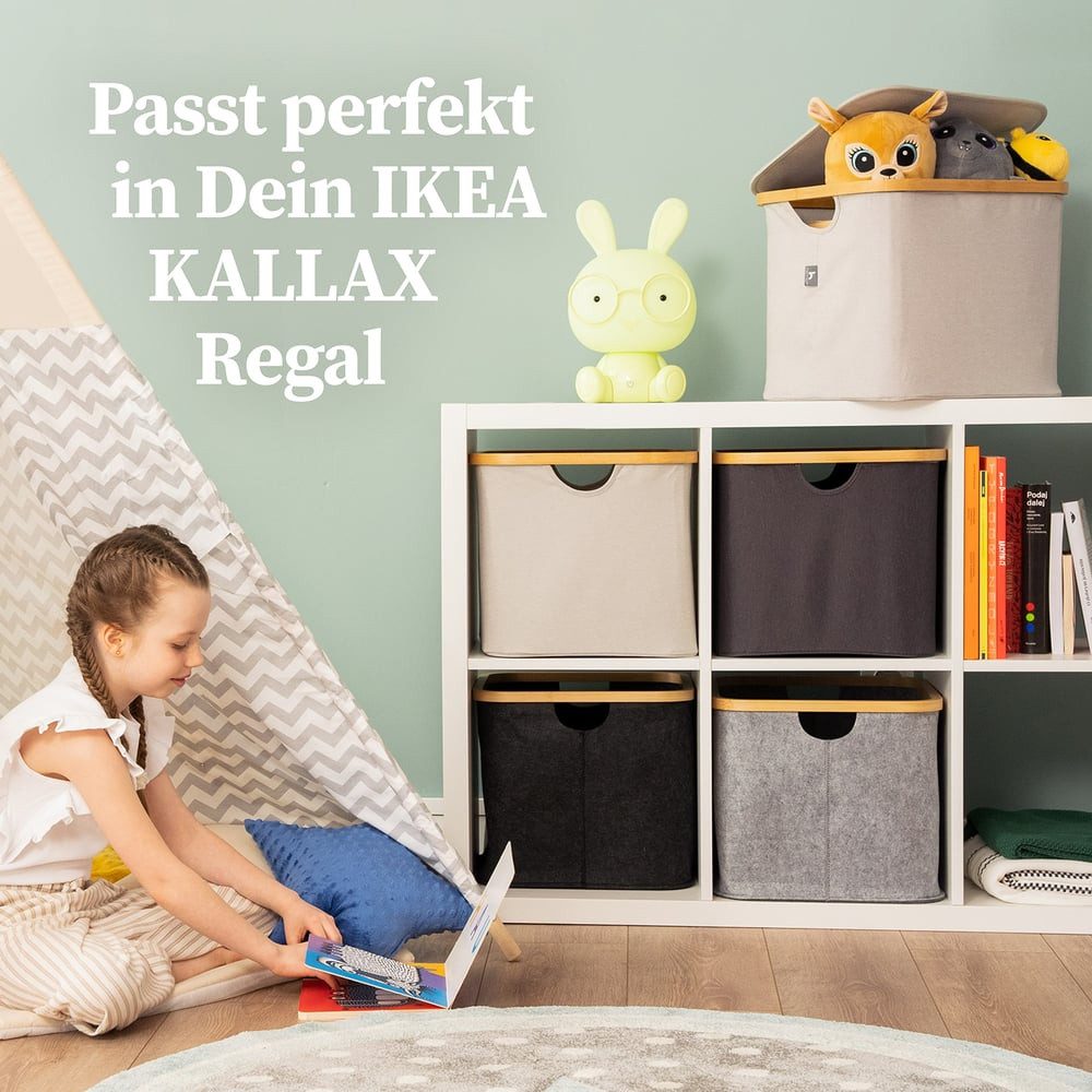 HENNEZ Wäschekorb Aufbewahrungsbox mit Deckel 40L, kompatibel mit IKEA KALLAX Regal, Aufbewahrungsboxen – Bild 5 von 5