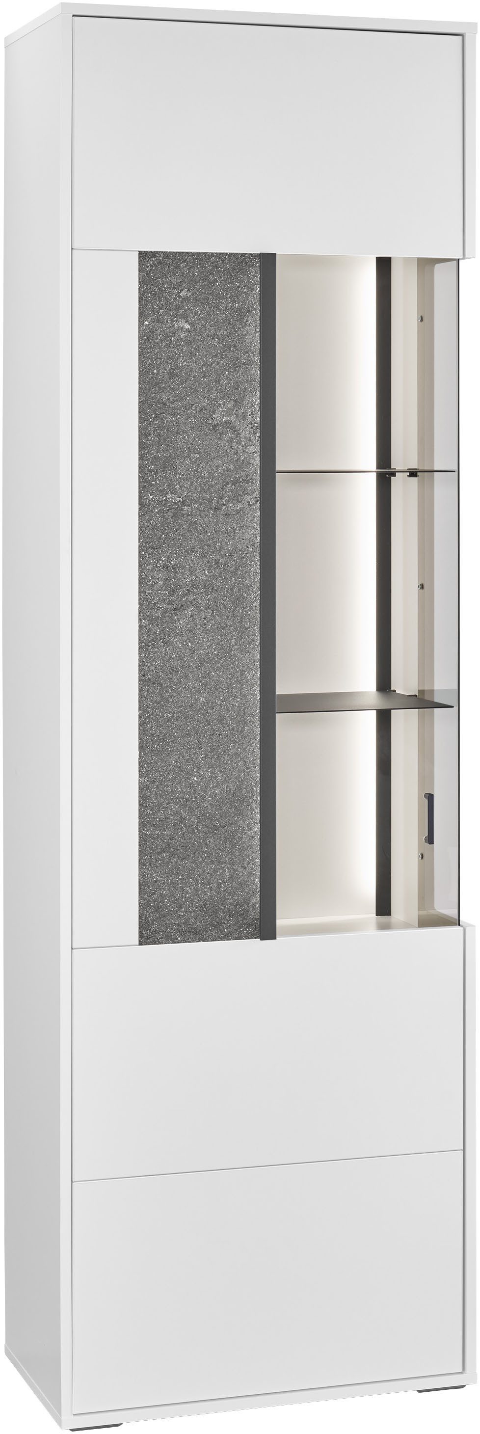 set one by Musterring Vitrine Deltona mit Sandsteinelement, inkl. Beleuchtung, zwei Farben, B64 x H204 cm