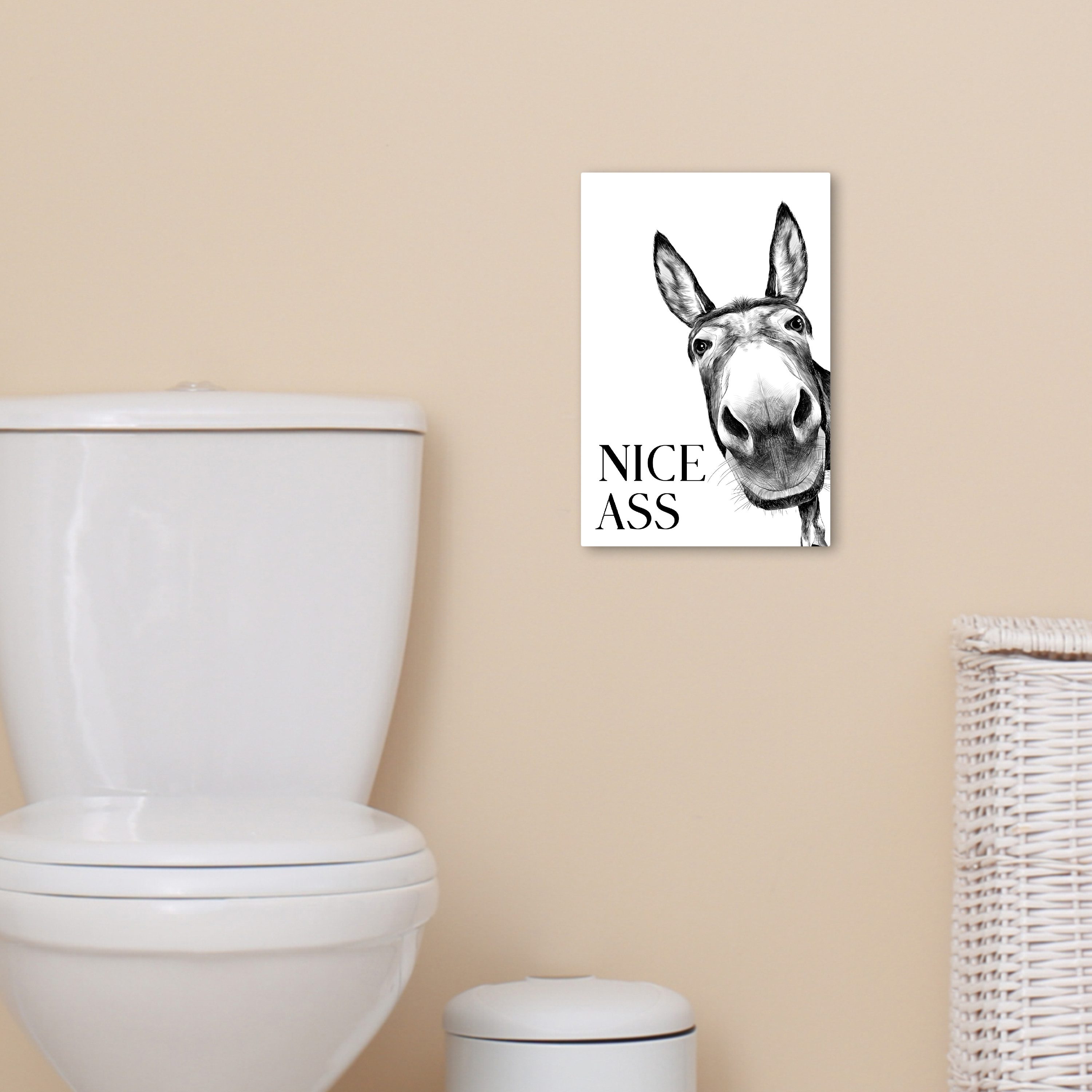 OneMillionCanvasses® Leinwandbild Zitat - Esel - Dieren - Nice ass - Sprüche, Fotodruck (1 St), Badezimmer Deko, Bilder WC, Toilette Wanddeko 20x30 cm – Bild 5 von 5