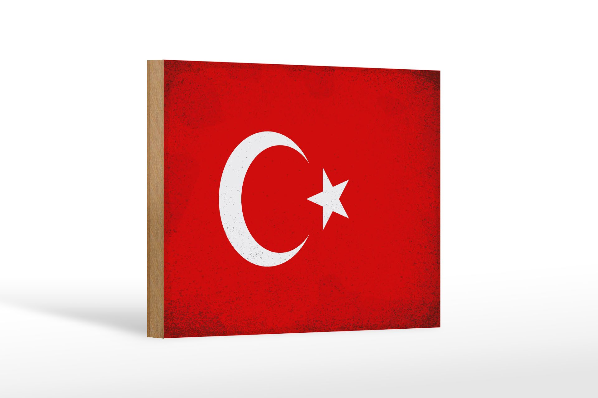 Femer GmbH Holzbild Flagge Türkei 18x12 cm Flag of Turkey Vintage, Flaggen (1 St), Glatte Holzfaserplatte (MDF), vorn beschichtet