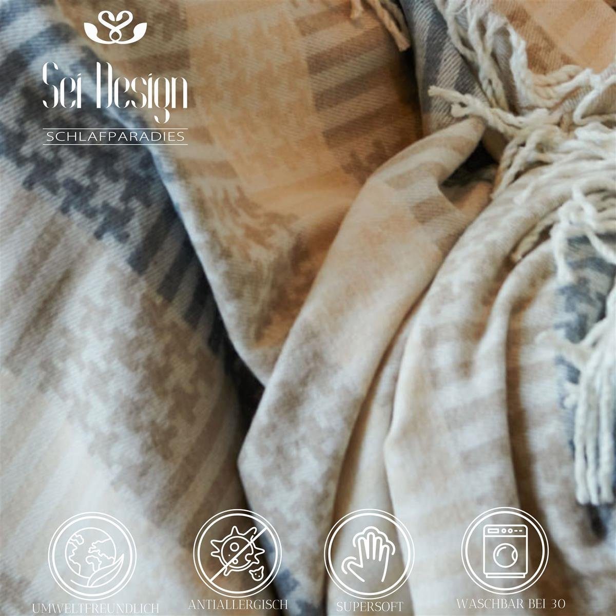 Plaid Kuscheldecke flauschig Sommerdecke Tagesdecke 150x200 cm, SEI Design, Wohndecke Tagesdecke Flauschig weich – hochwertige Verarbeitung