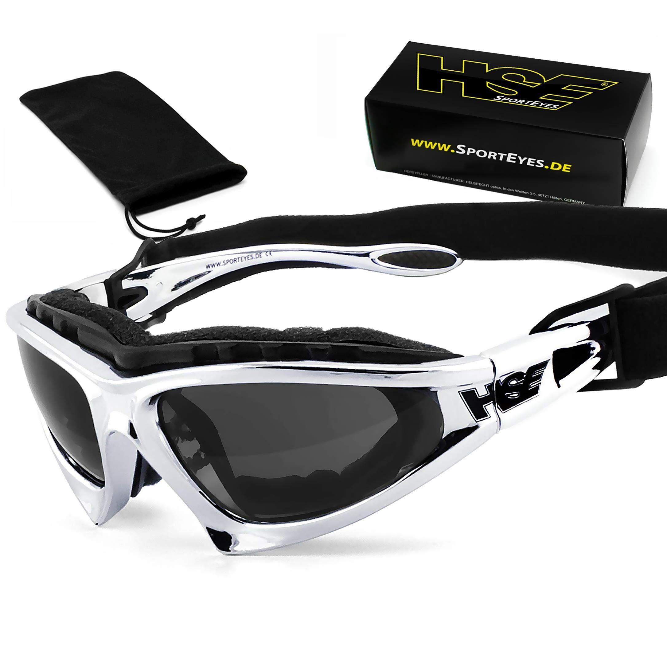 HSE - SportEyes Motorradbrille FALCON-X, Steinschlagbeständig durch Kunststoff-Sicherheitsglas