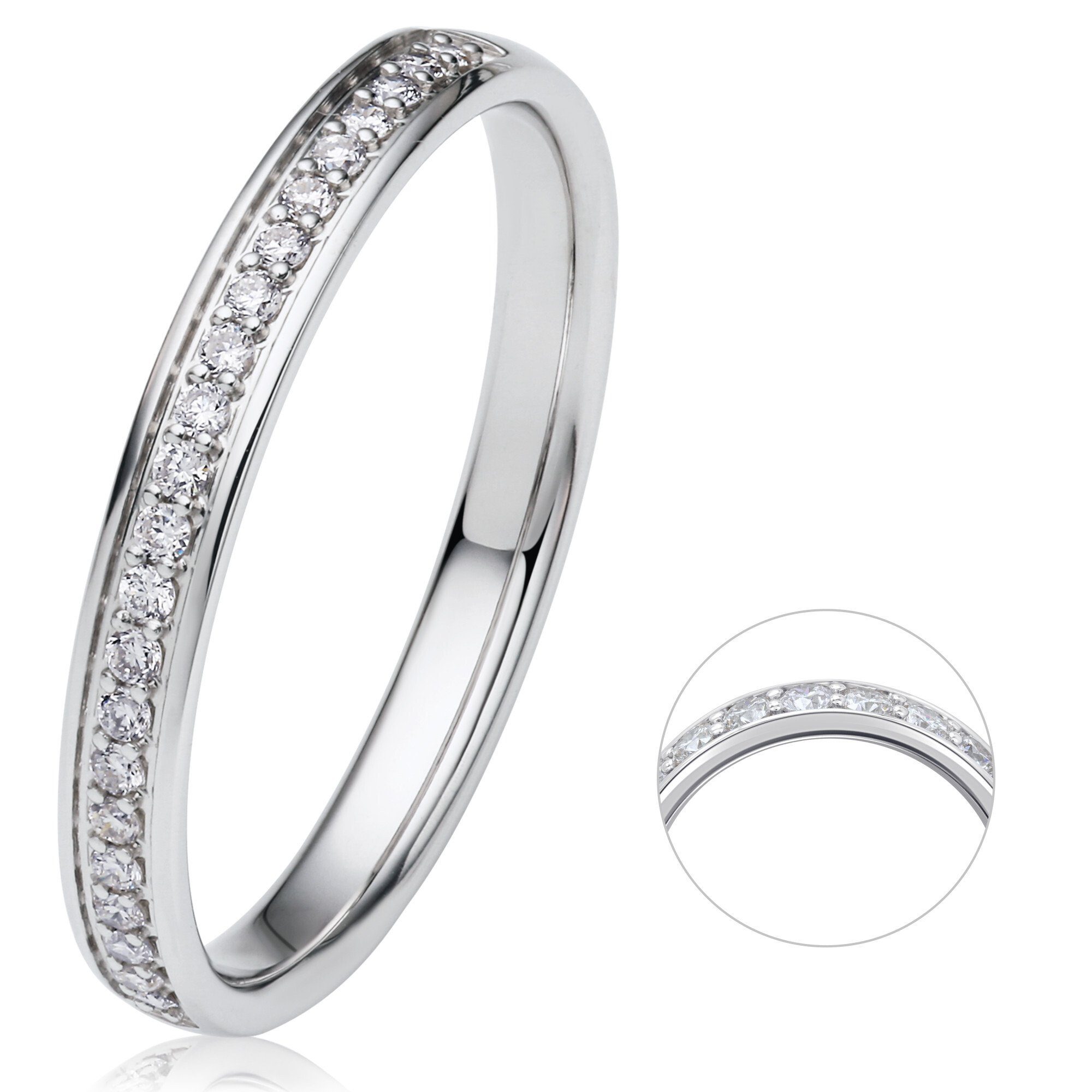 ONE ELEMENT Diamantring 0.15 ct Diamant Brillant Memoire Ring aus 585 Weißgold, Klassische Eleganz – veredelt mit funkelndem Diamantbesatz