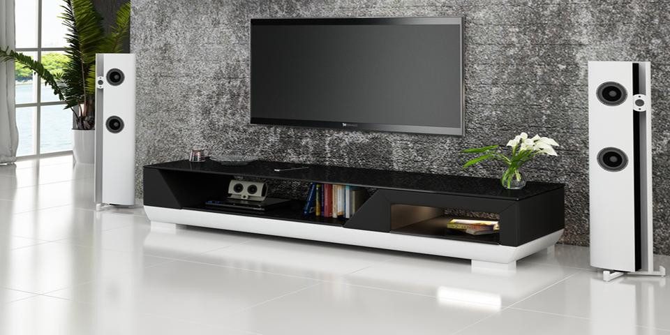 Xlmoebel TV-Board RTV TV-Sideboard mit Leder- und Glasdetails, elegantes Design (1 St., RTV TS1007), Hergestellt in Europa
