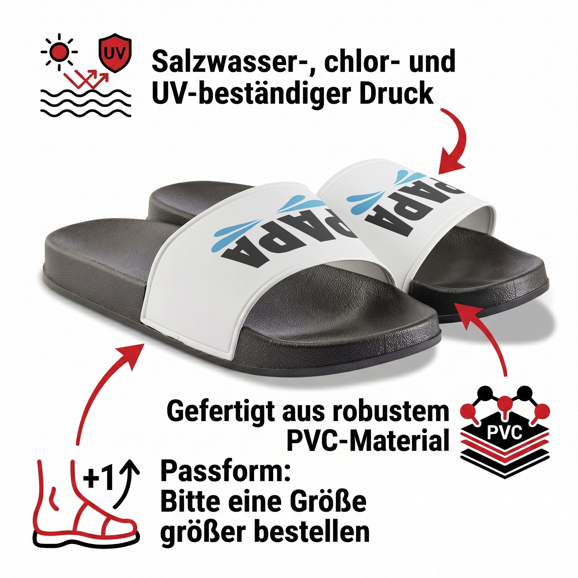22Feels Badeschlappen PAPA Geschenk Vatertag Badelatschen Spruch Herren Papi Badepantolette IN DEUTSCHLAND BEDRUCKT
