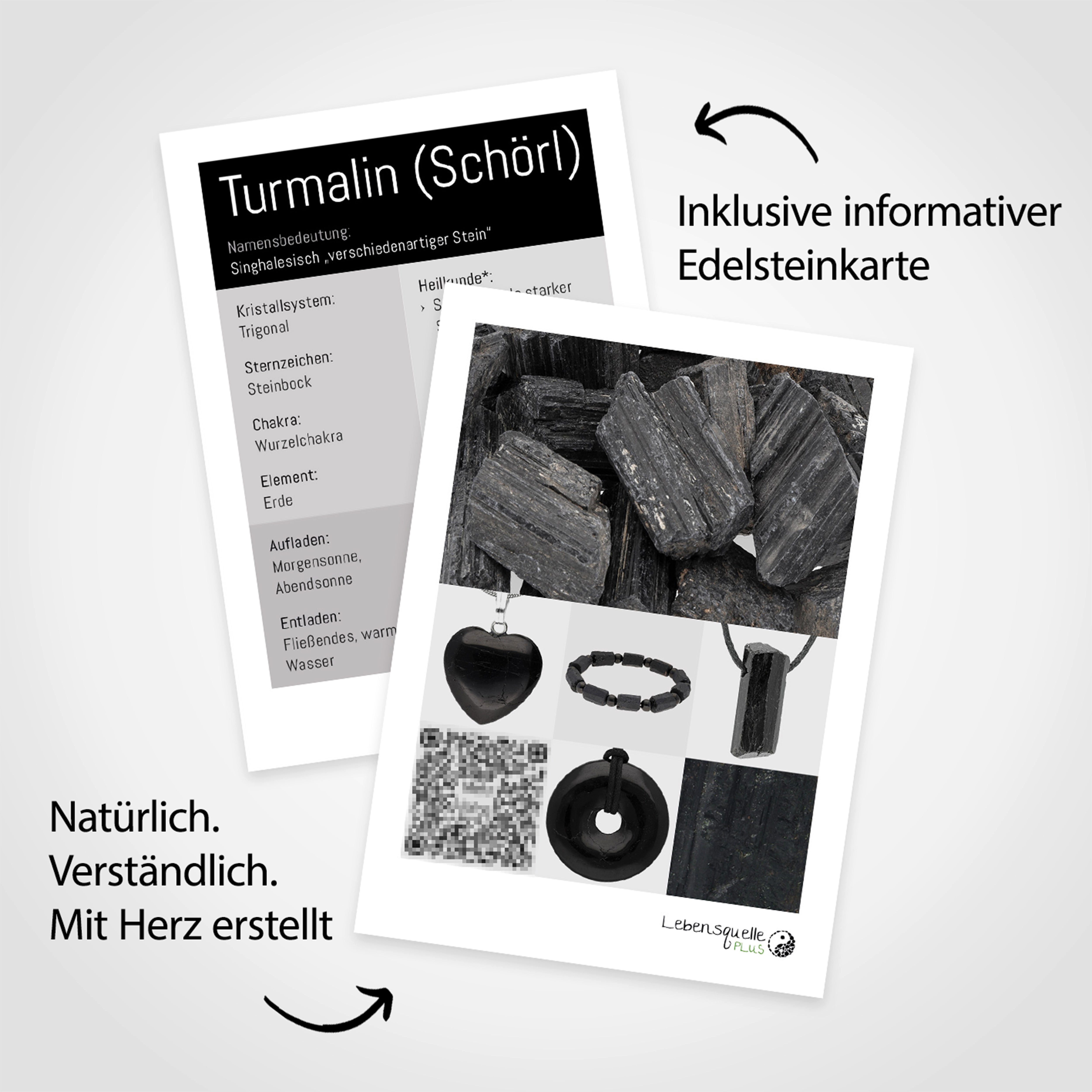 Lebensquelle Plus Einhänger für Ohrschmuck Turmalin, schwarz (Schörl) Ohrstecker 6 mm, 925er Silber – Bild 4 von 5