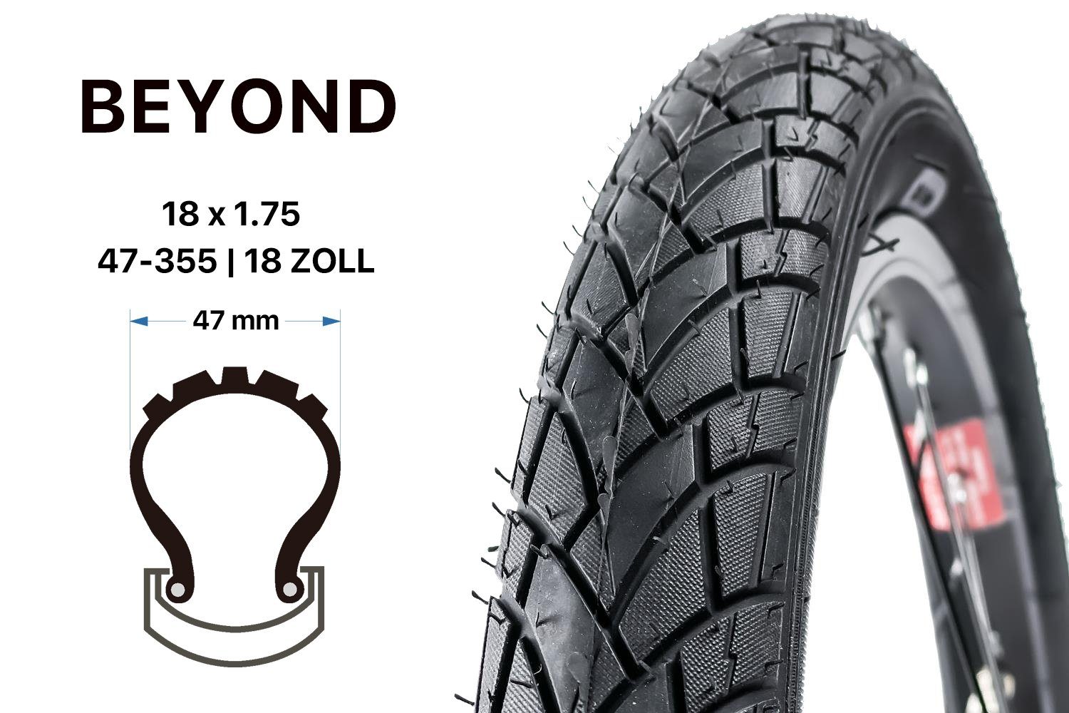 BEYOND Fahrradreifen 18 Zoll Beyond Fahrrad Reifen 47-355 City Trekking