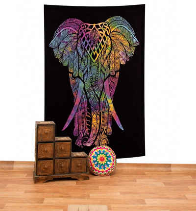 Wandteppich »Kunst und Magie Tagesdecke Wandbehang Deko Tuch Elefant UV Aktiv ca. 200 x 135 cm«, KUNST UND MAGIE
