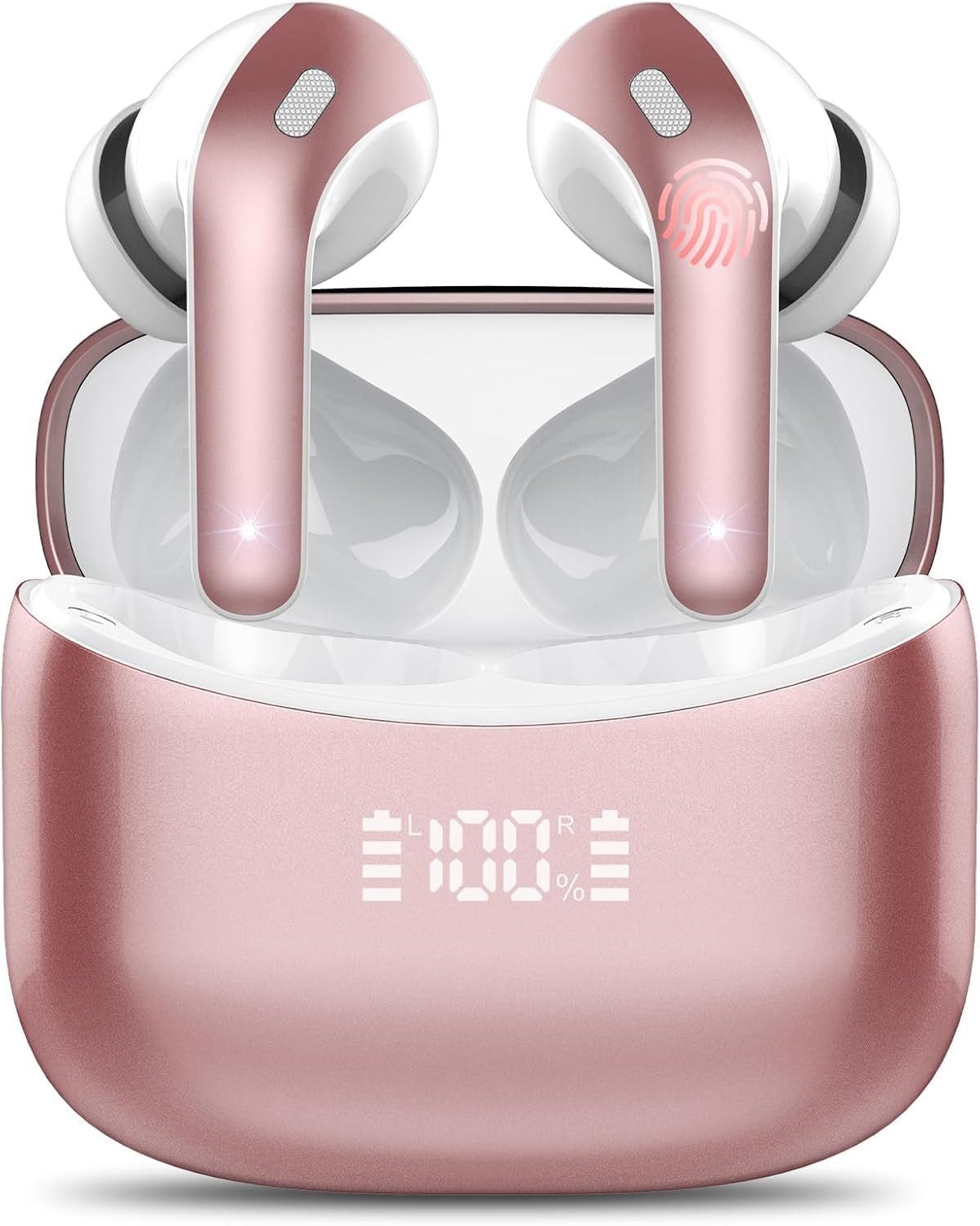 Xruiy Kabellose Bluetooth 5,4 Kopfhörer mit ENC-Mikrofon und 52h Akku, In-Ear-Kopfhörer (für klaren HiFi-Klang und komfortables Tragen,IPX7 Wasserdicht, HiFi-Stereo In-Ear Headset mit LED-Anzeige für iPhone & Android)