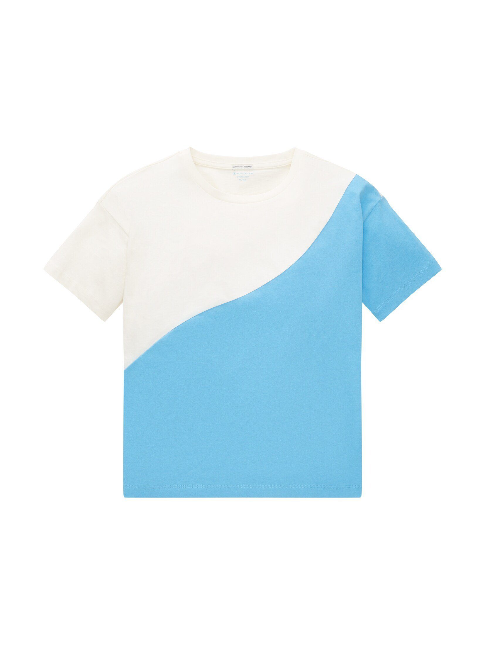 TOM TAILOR T-Shirt T-Shirt mit Colour Blocking soft cloud blue