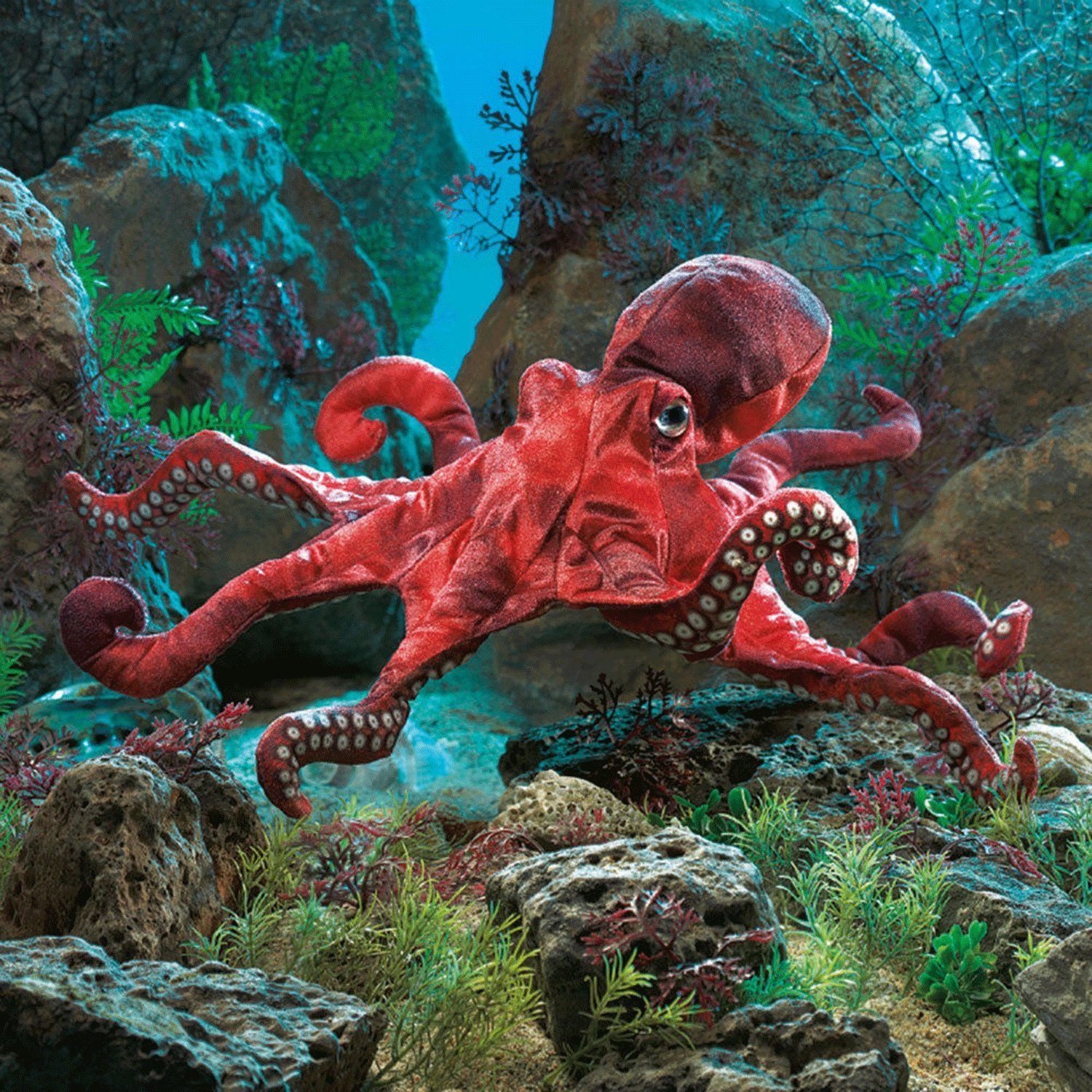 Folkmanis Handpuppen Handpuppe Folkmanis Handpuppe Roter Oktopus Tintenfisch 2974 (Packung)