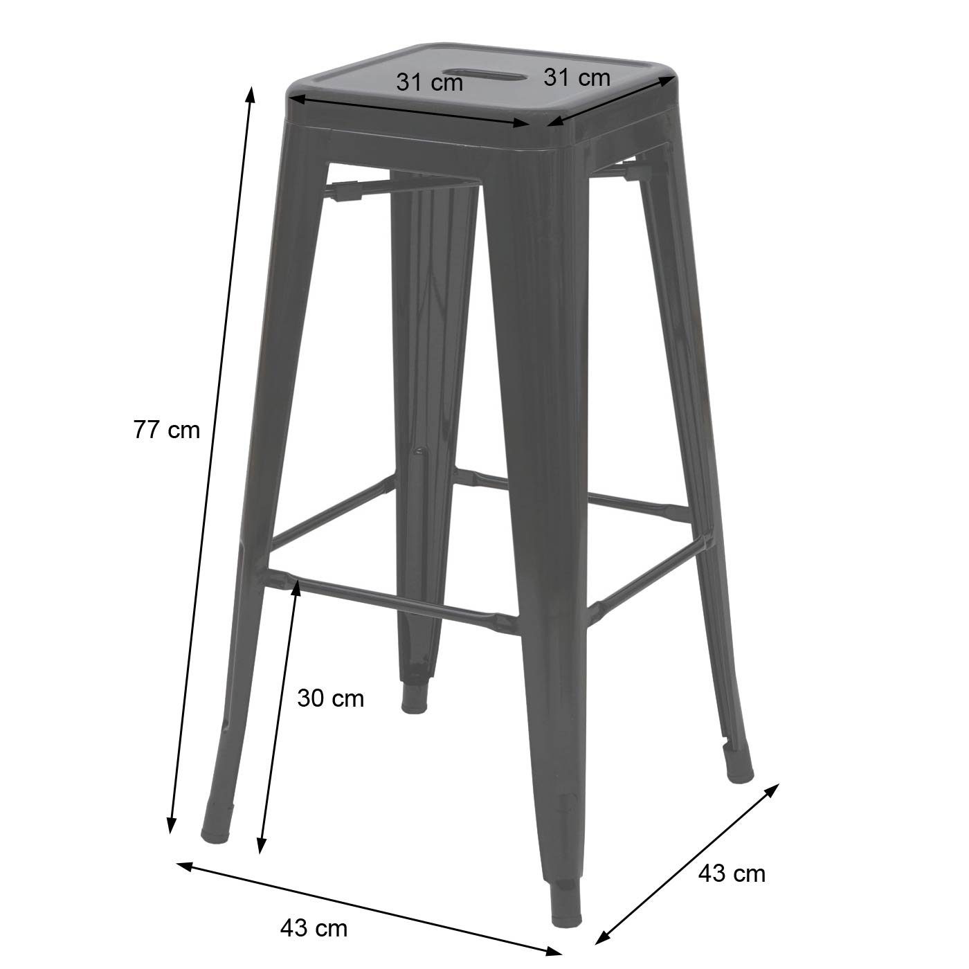 Barhocker Trageöffnung, Stapelbar, 120 kg MCW-A73, MCW Belastbarkeit: Bodenschonender, grün