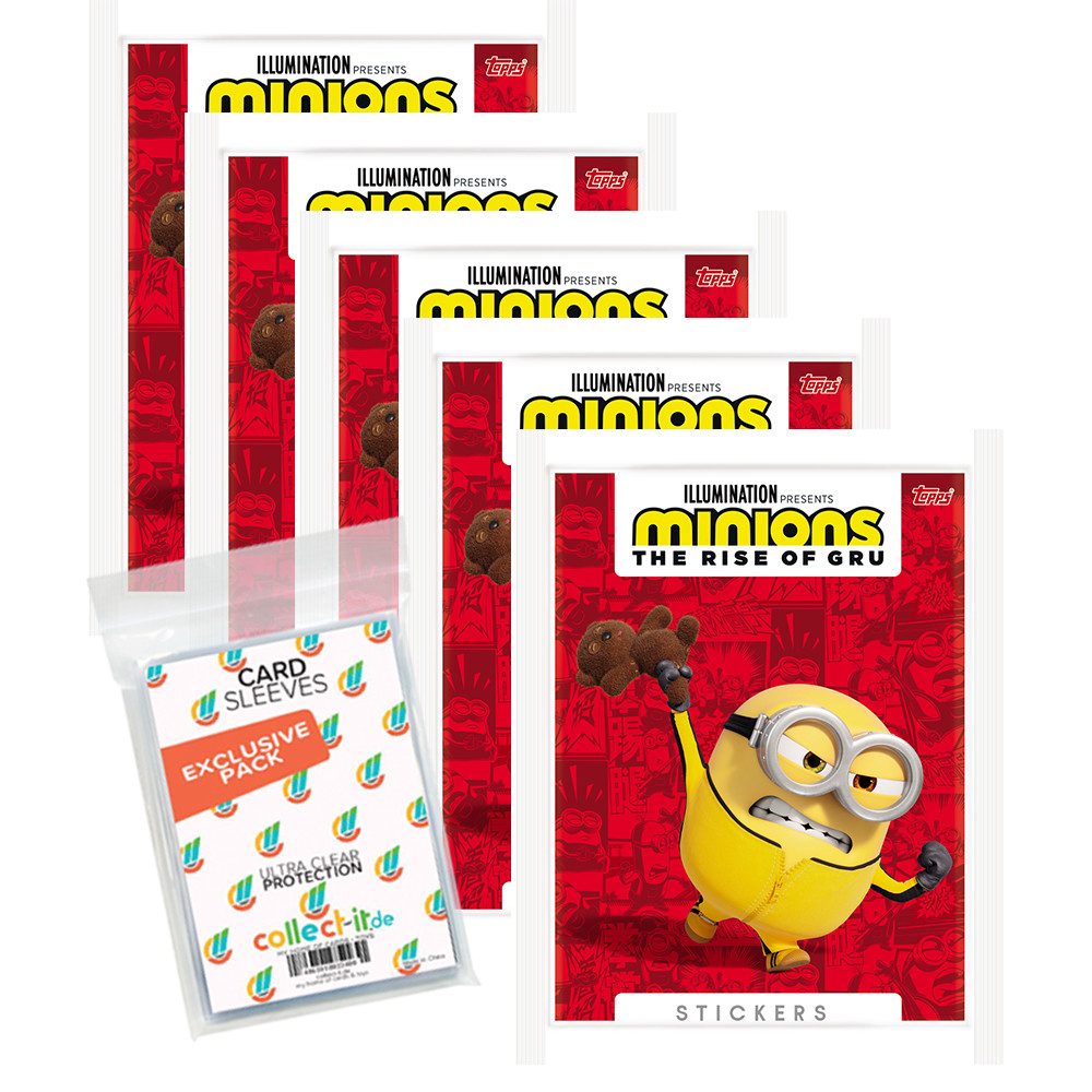 Minions Sammelkarte Minions Auf der Suche nach dem Mini-Boss Sticker 5 Tüten + Sleeves