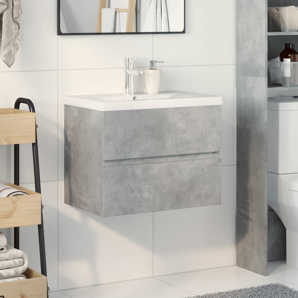 vidaXL Badezimmer-Set 2-tlg. Badmöbel-Set Betongrau Holzwerkstoff, günstig online kaufen