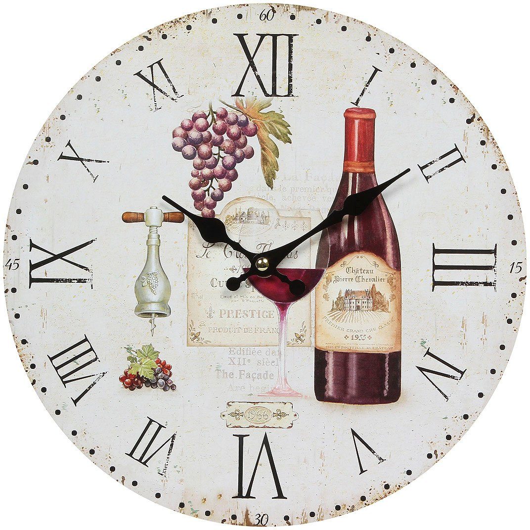 Ambiente Haus Wanduhr Wanduhr -Wein 28cm günstig online kaufen