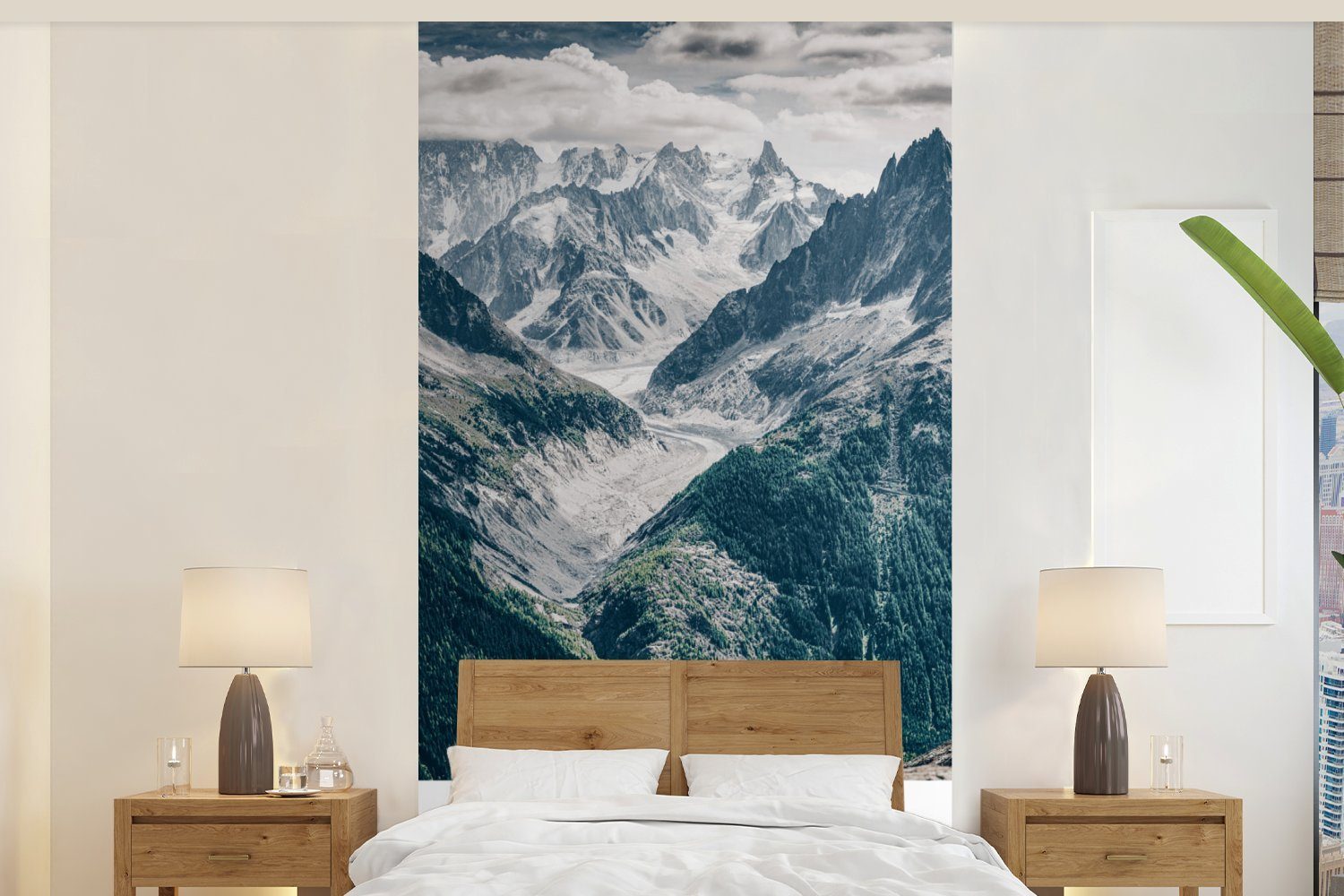 MuchoWow Fototapete Frankreich - Berge - Natur, Matt, bedruckt, (2 St), Vliestapete für Wohnzimmer Schlafzimmer Küche, Fototapete