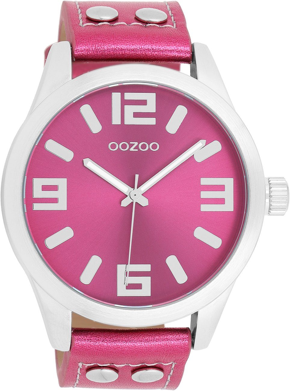 C1078 Quarzuhr Uhr Metallic Basic 46 Pink Lederband Line OOZOO mm