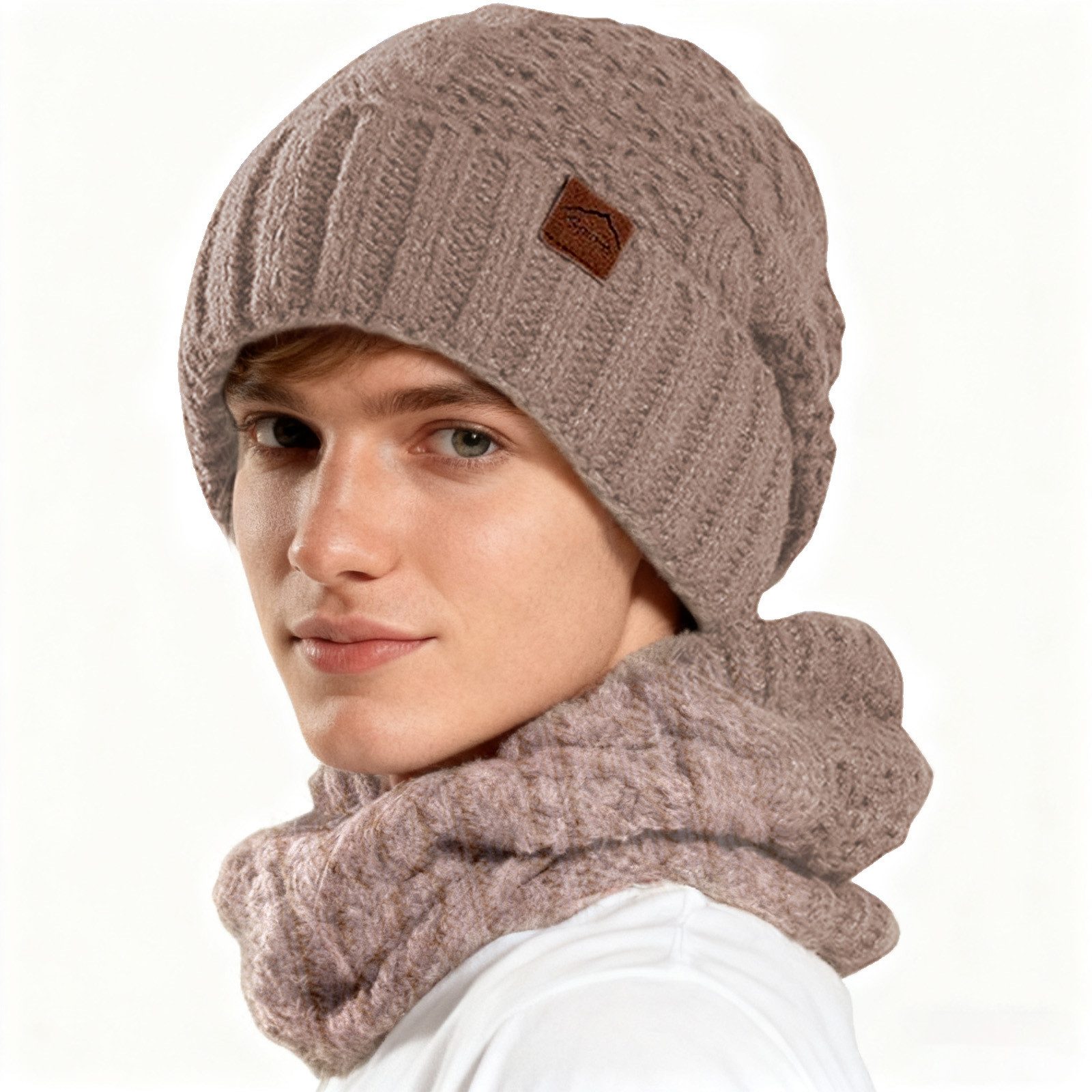 REDOM Strickmütze Winter Mützen- und Schalset Wintermütze (Warm gefüttert w günstig online kaufen